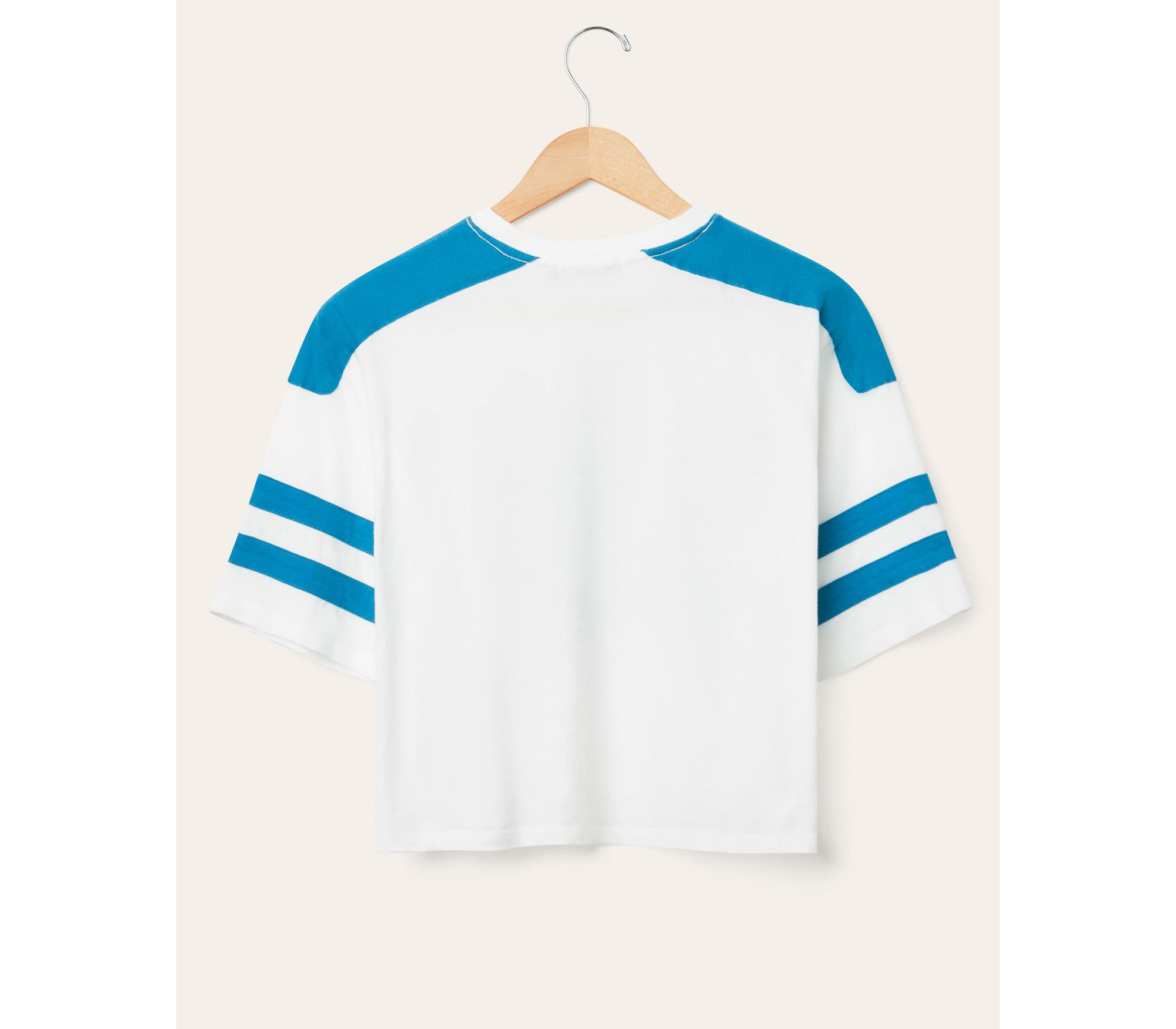 Women's NFL Detroit Lions Striped Crop Tee - Image 1