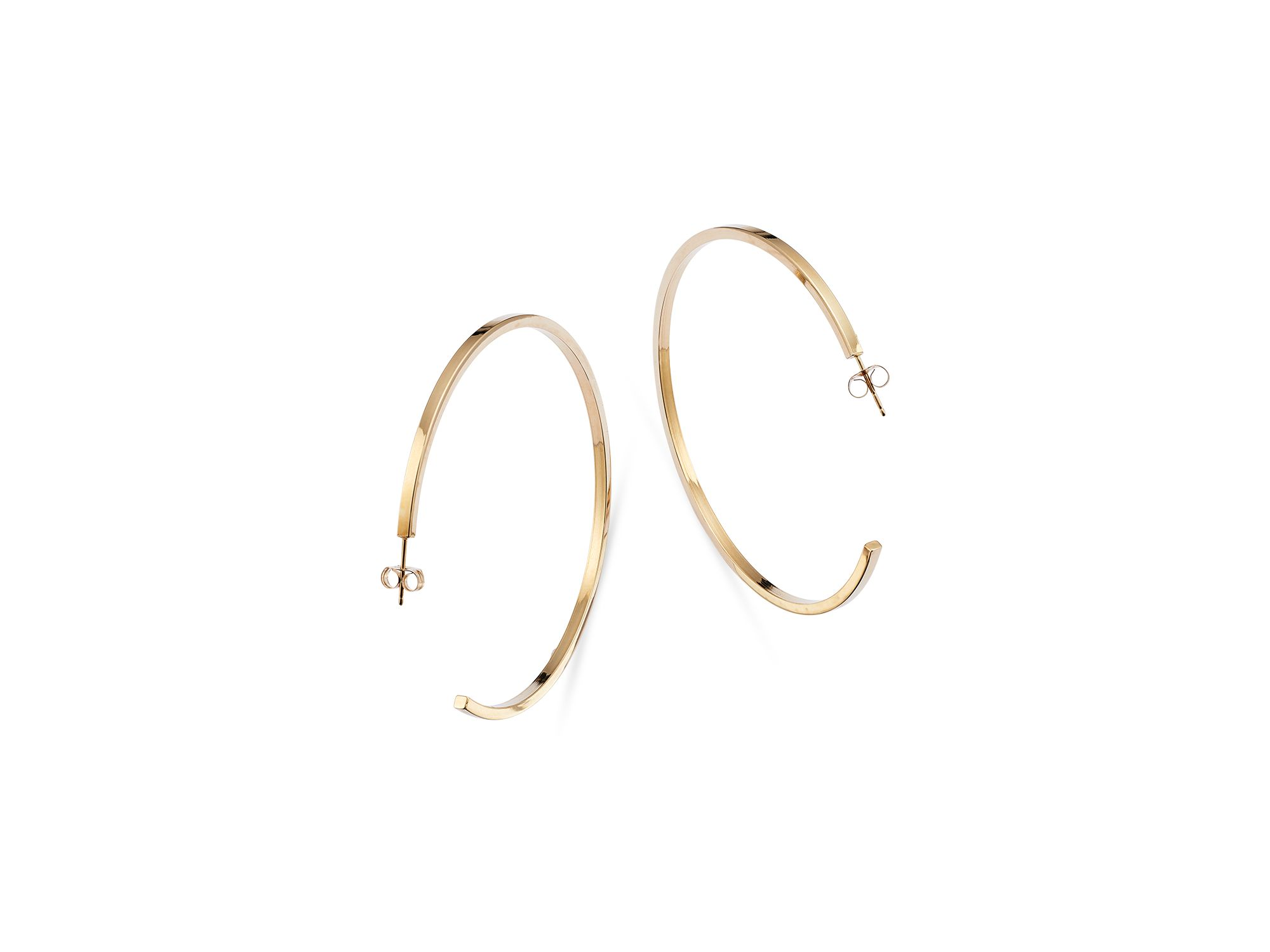Square Tube Hoop Earrings in 14K Yellow Gold — Image 3