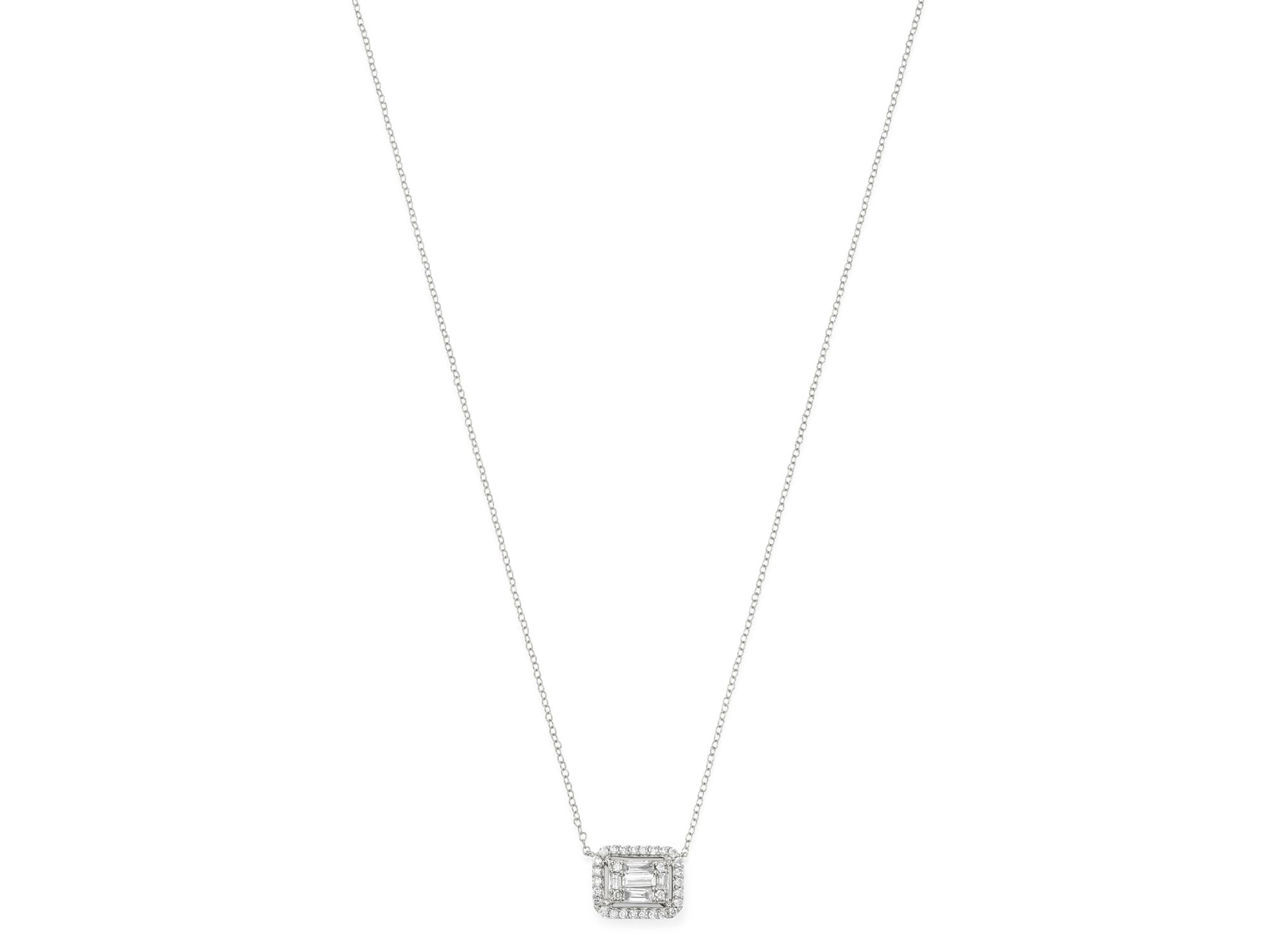 Diamond Mosaic Pendant Necklace in 14K White Gold, 0.75 tcw — Image 4