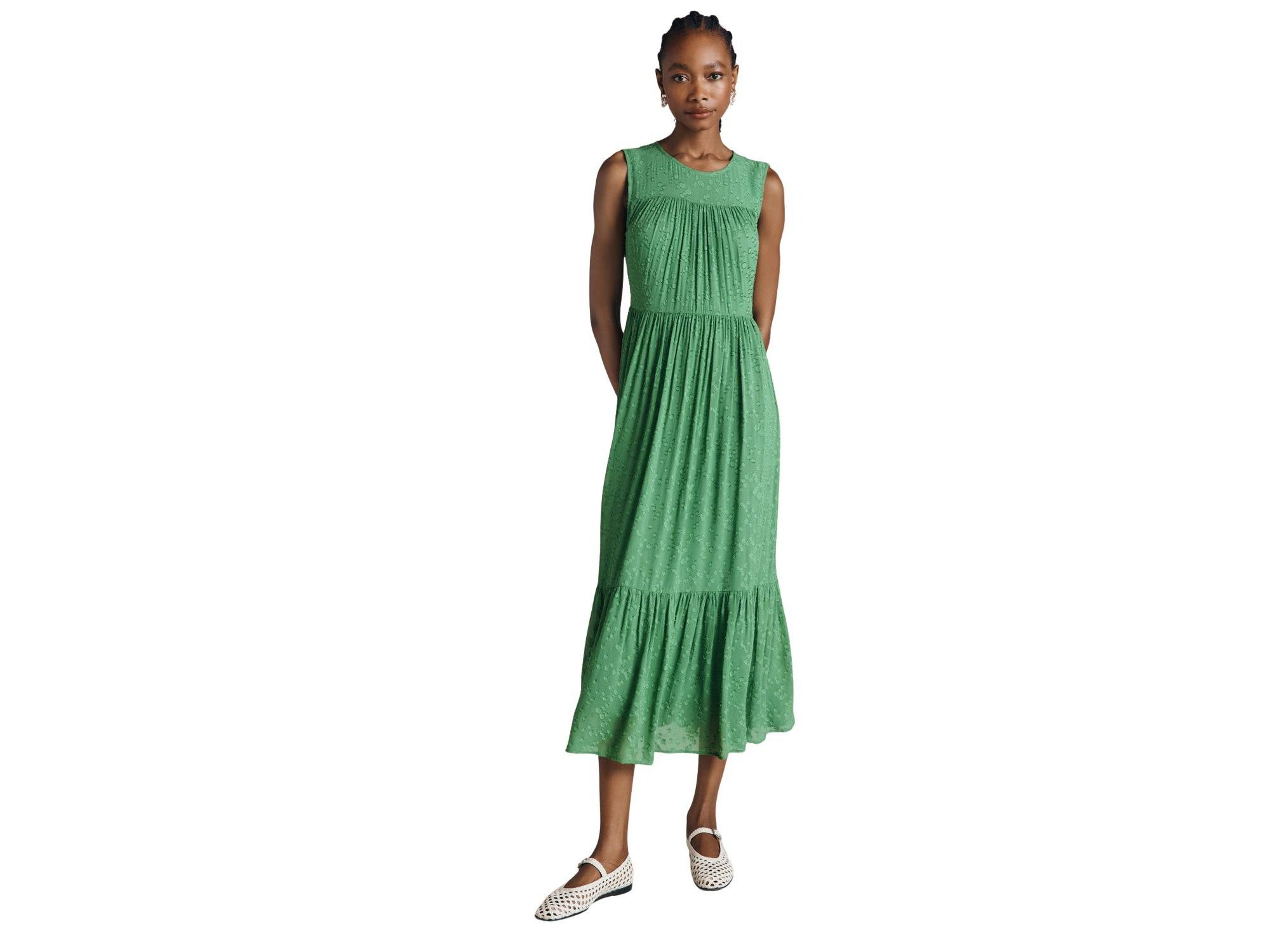 Sandy Georgette Jacquard Sleeveless Midi Dress — Image 4