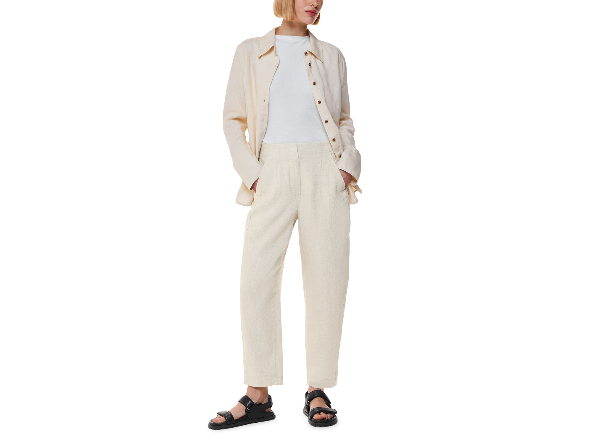 Linen Barrel Leg Pants — Image 3