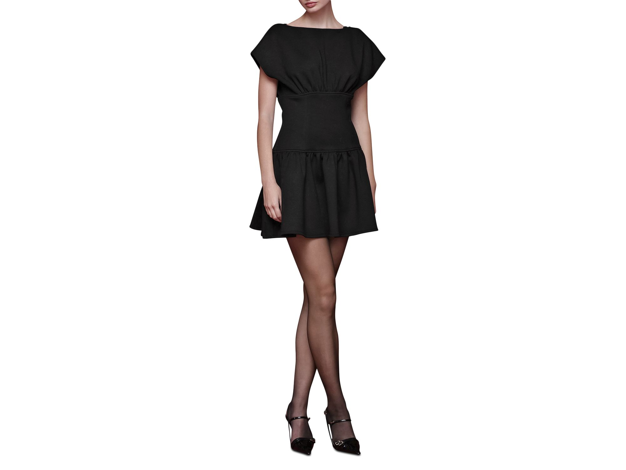 Boat Neck Drop Waist Mini Dress — Image 5