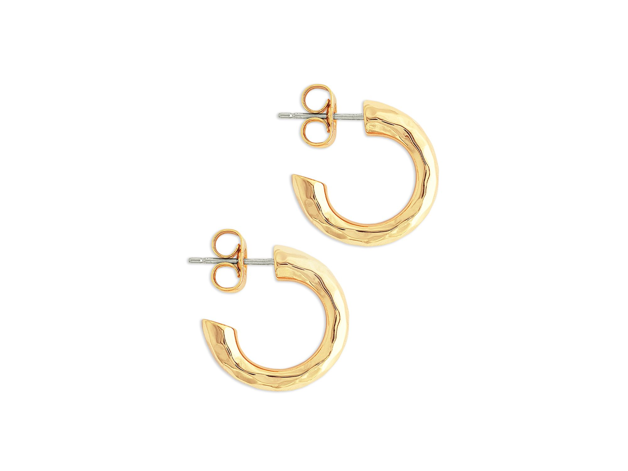 Farrier 18K Yellow Gold Plated Huggie Hoops, 0.7" diameter — Image 3