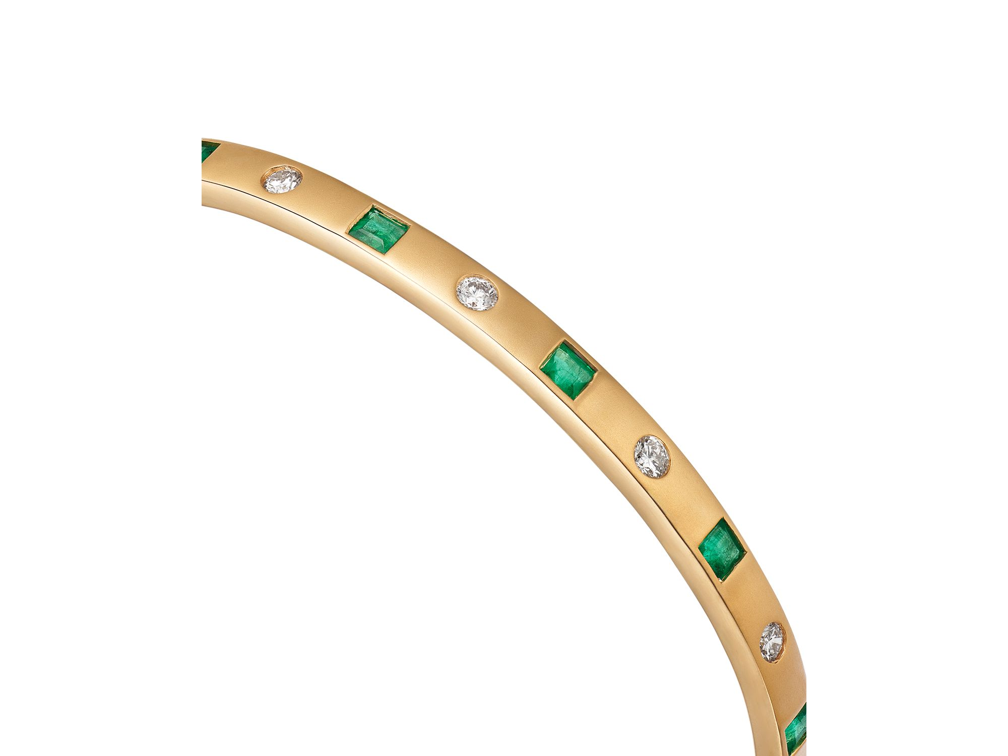 Gemstone & Diamond Bangle Bracelet in 14K Yellow Gold — Image 3
