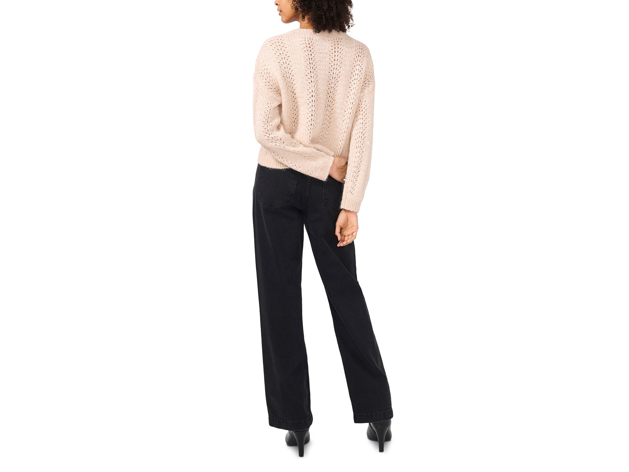 Pointelle Dropped Shoulder Sweater — Image 3