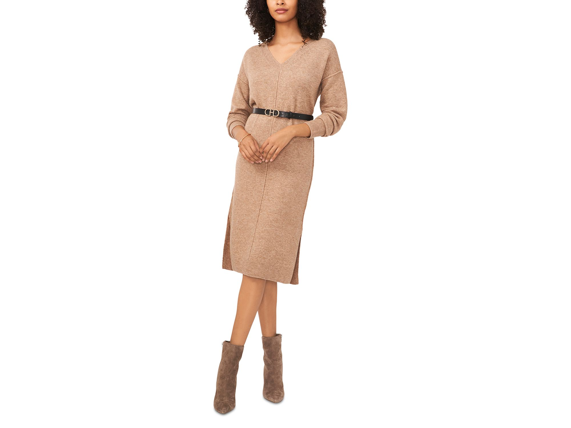 V Neck Side Slit Dress — Image 5