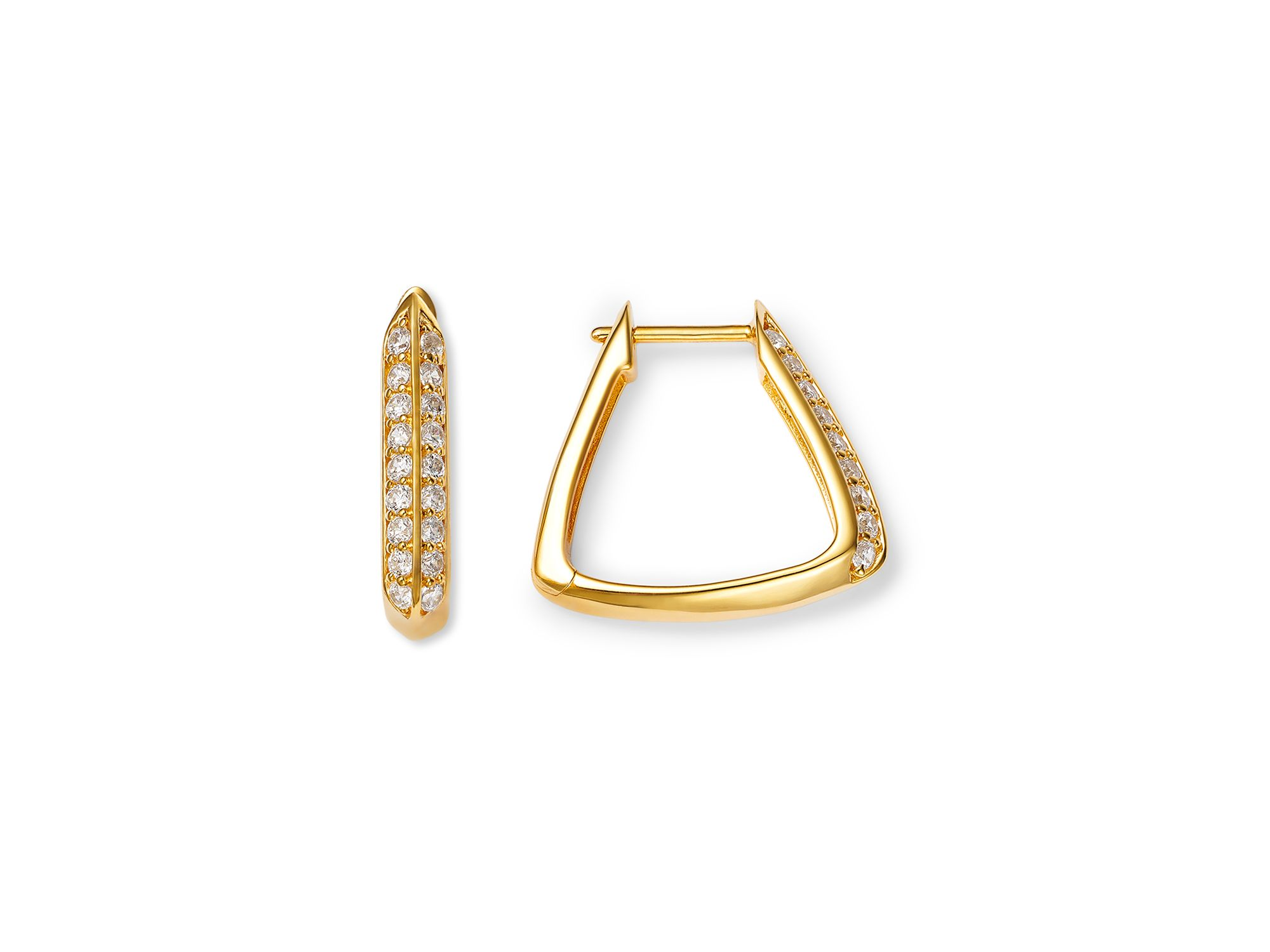 Diamond Oval Geometric Hoop Earring in 14K Yellow Gold, 0.50 tcw — Image 3