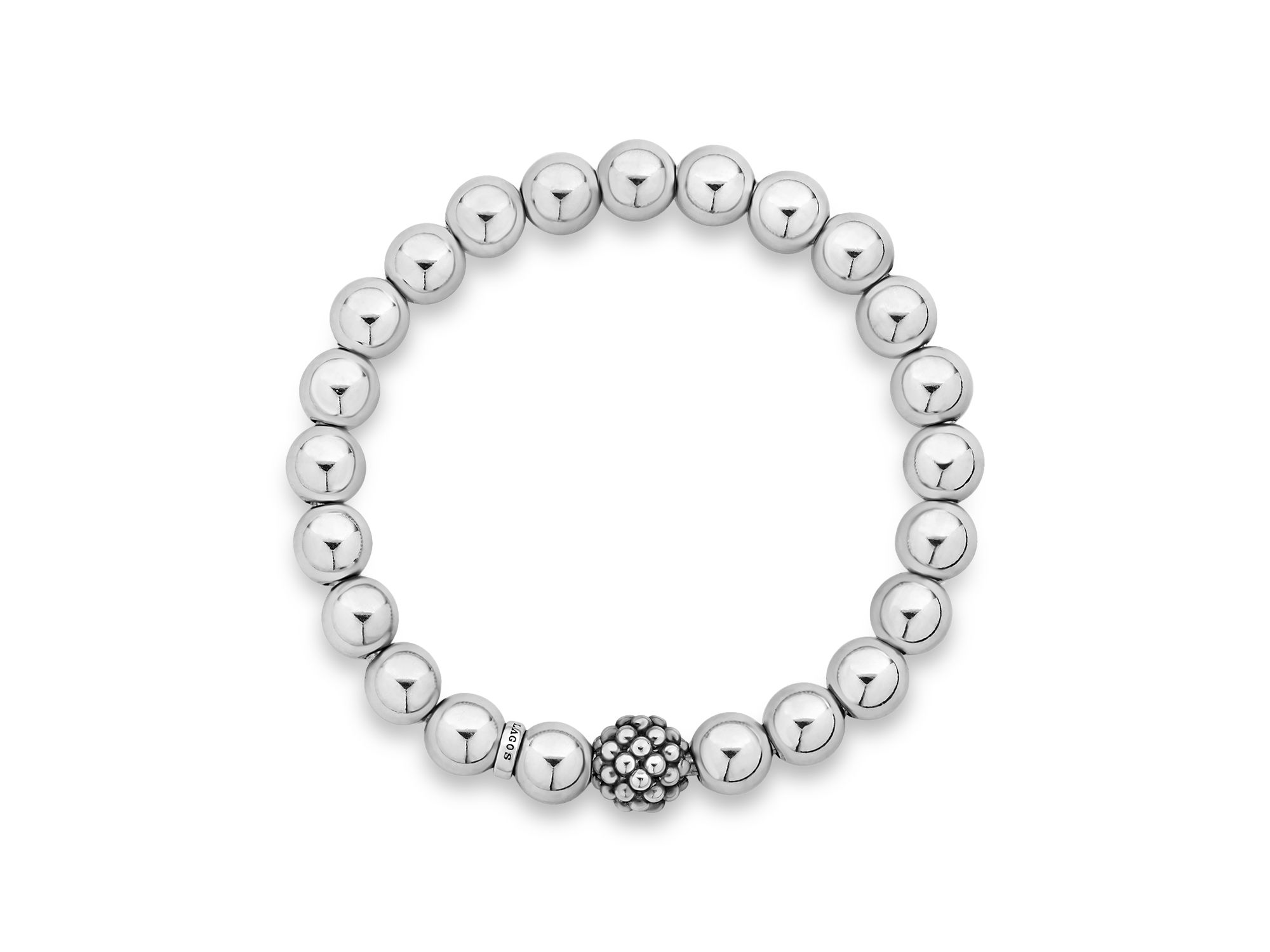 Sterling Signature Caviar Lattice Ball Bracelet — Image 4