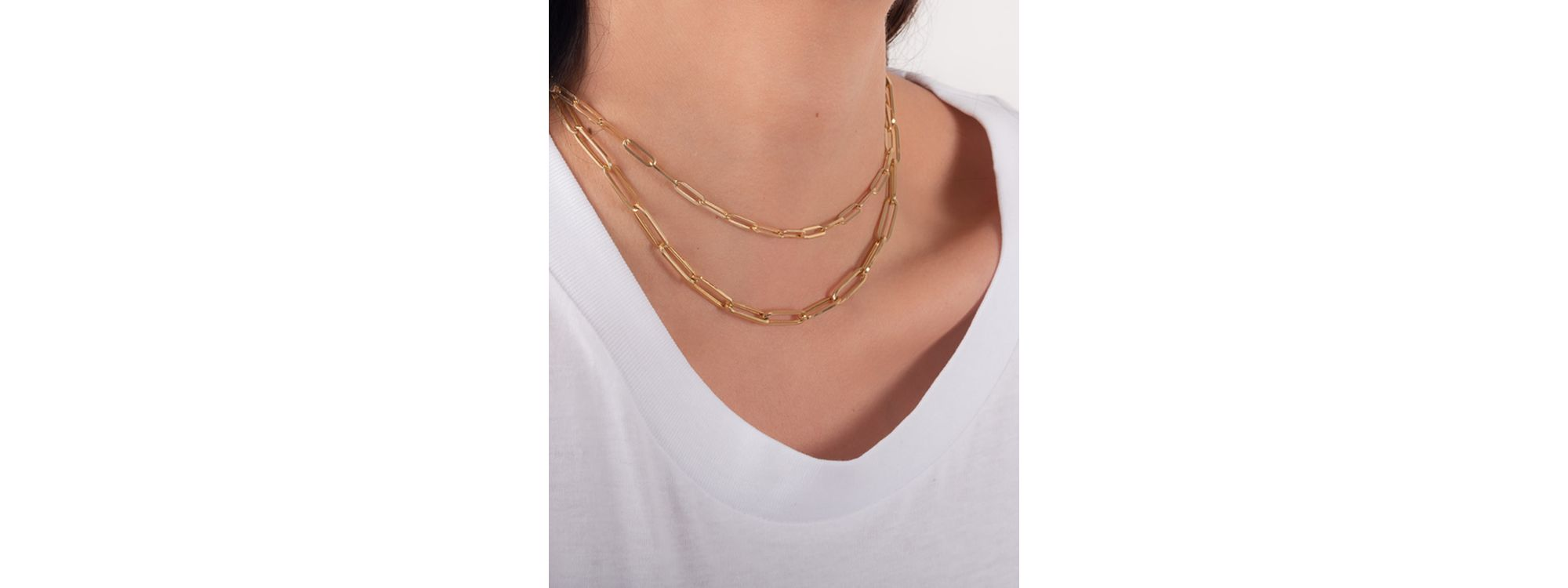 14K Yellow Gold Extra Large Paper Clip Chain Necklace, 16" — Image 5
