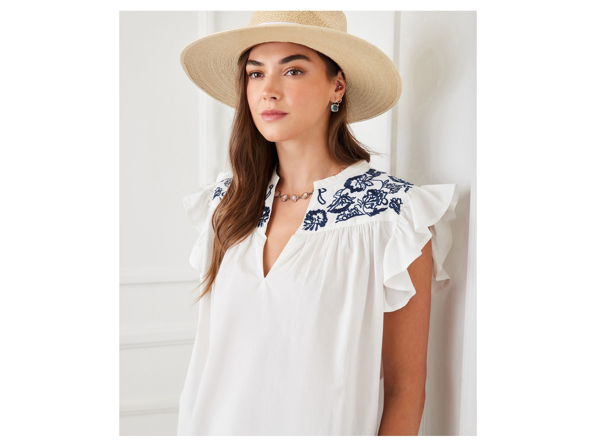 Embroidered Ruffled Top — Image 3