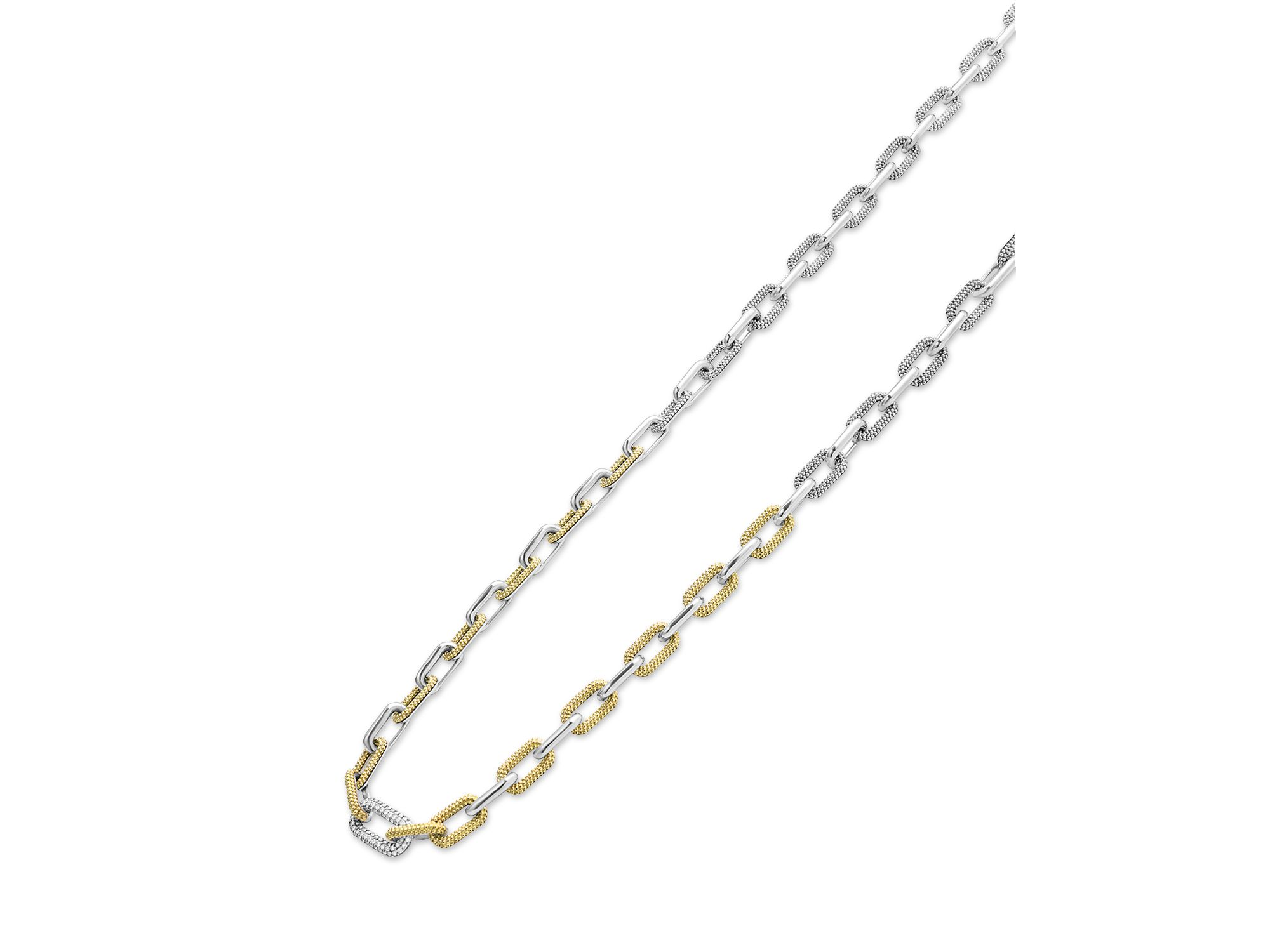 18K Yellow Gold & Silver Caviar Lux-Clip Diamond Link Necklace, 18" - Exclusive — Image 4