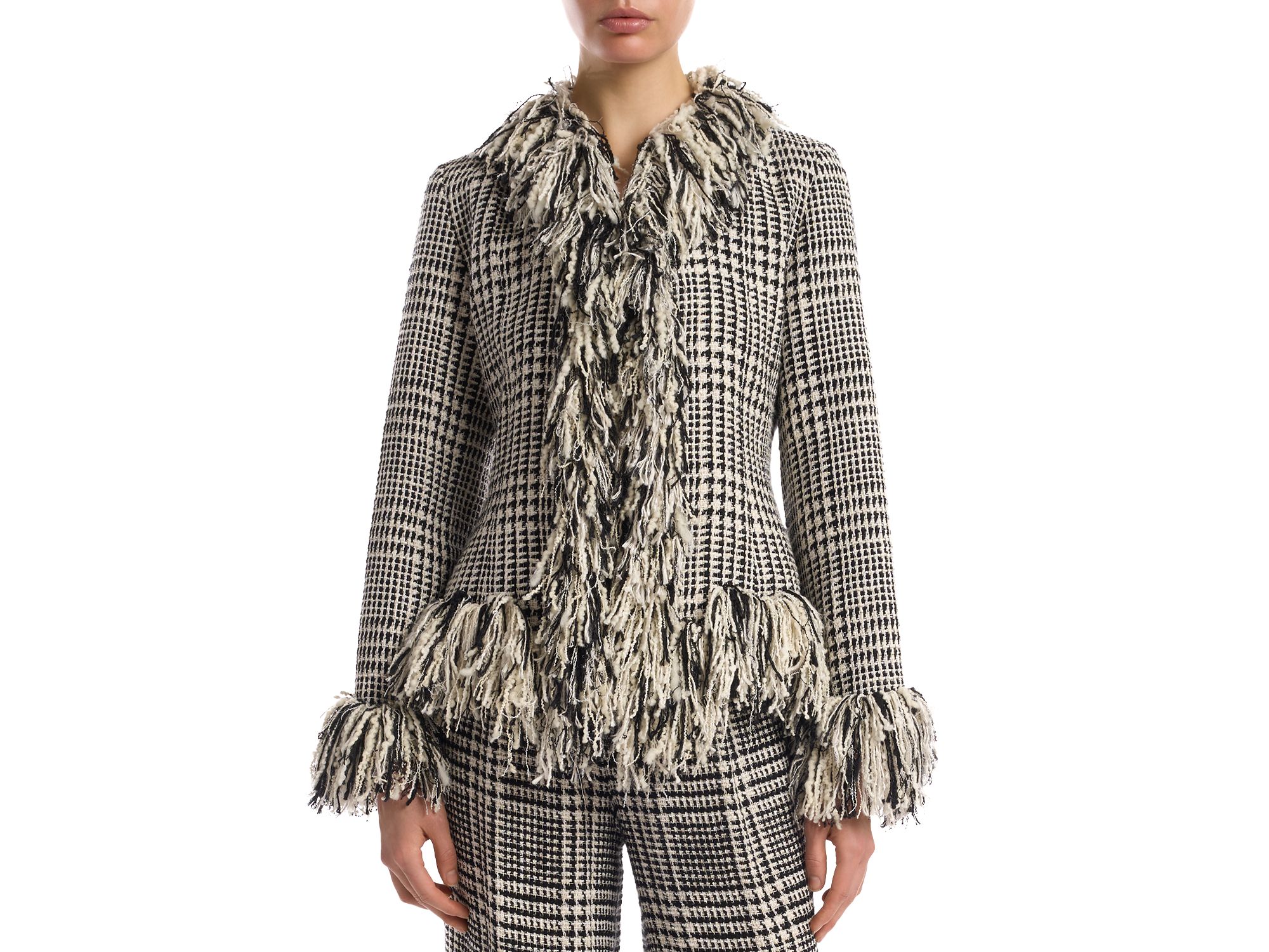 Banker Tweed Fringe Trim Jacket