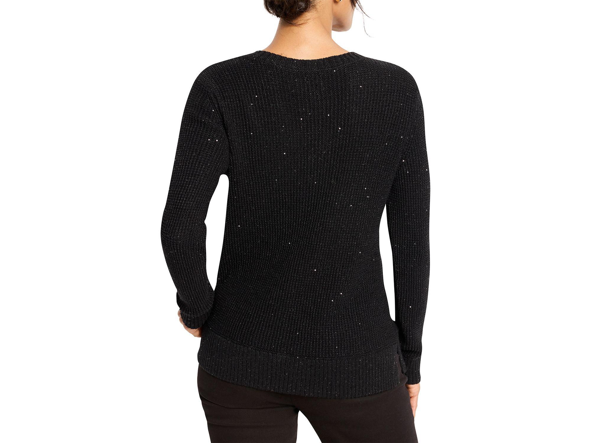 Shimmer Waffle V Neck Sweater — Image 4