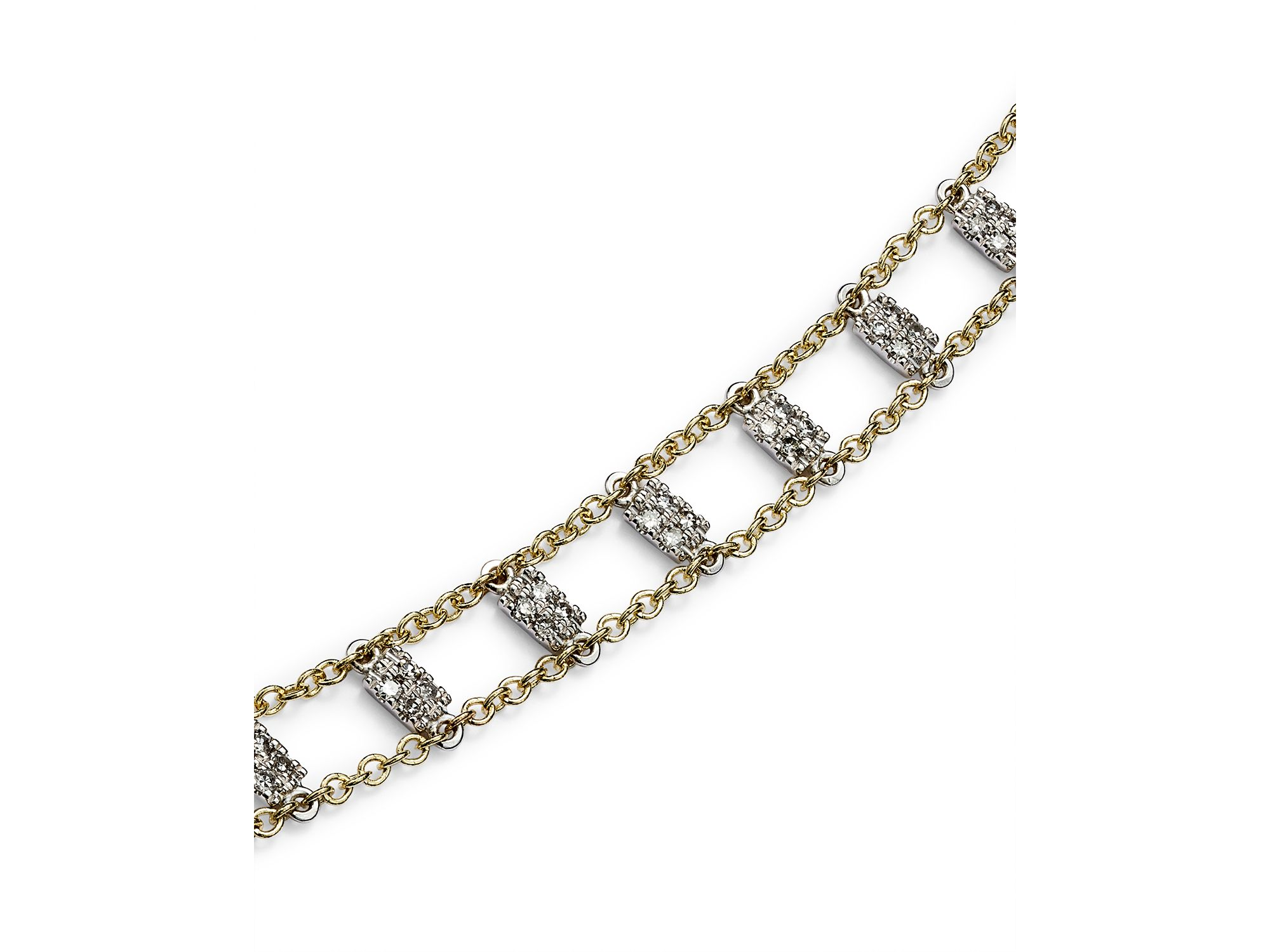 14K White & Yellow Gold Diamond Bars Bracelet — Image 3