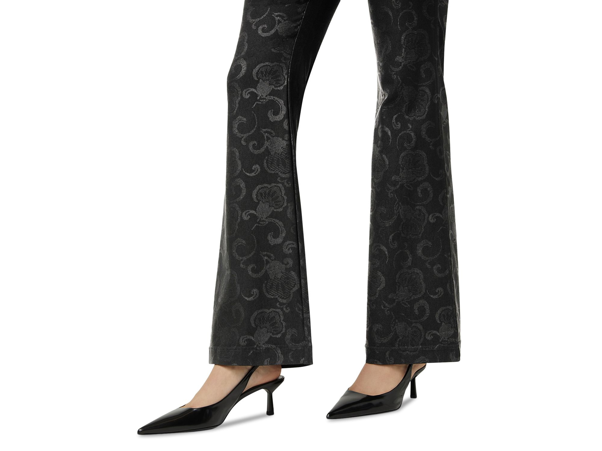 Etched Floral High Rise Baby Bootcut Jeans in Black — Image 3