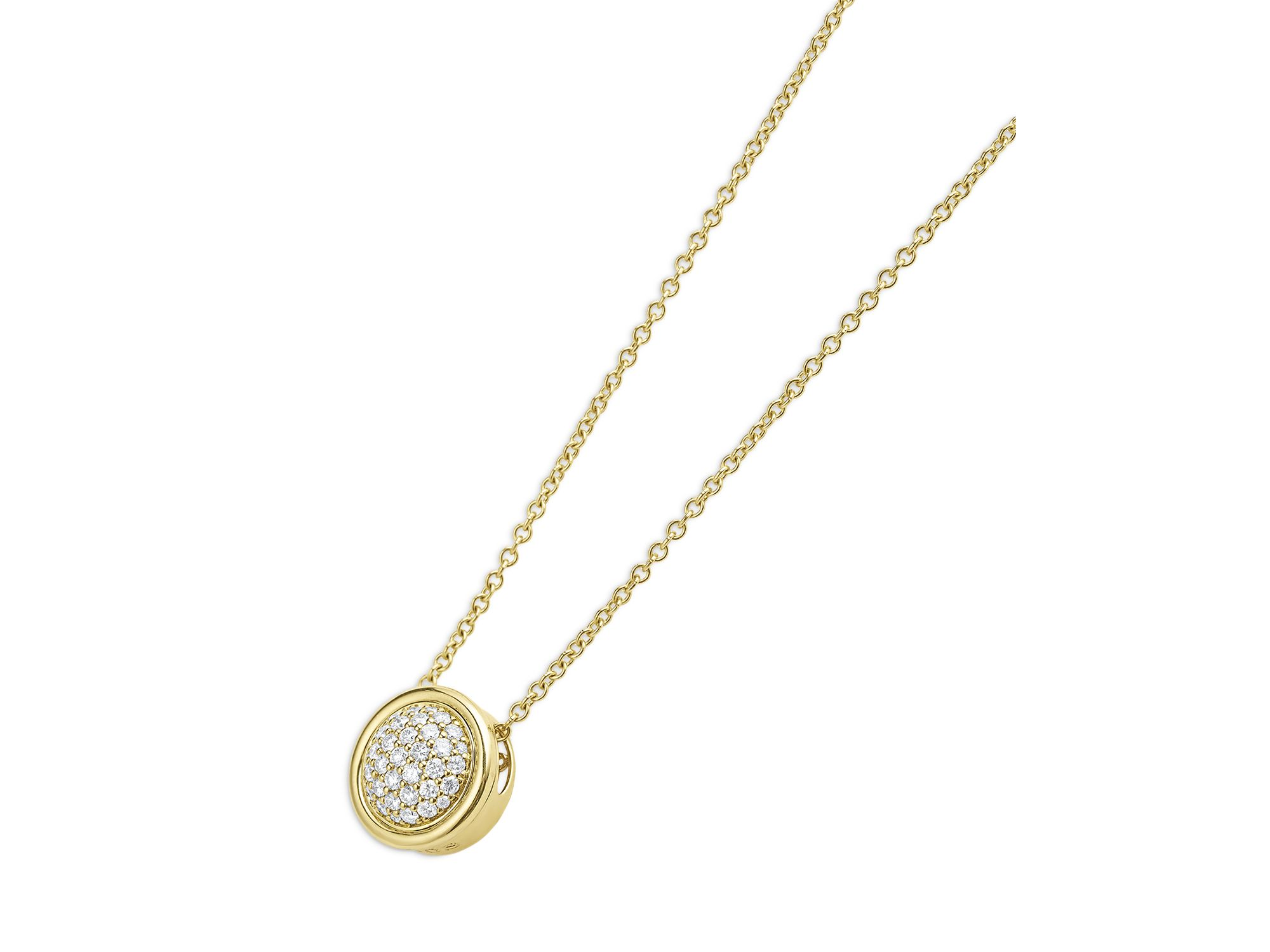 18K Yellow Gold Meridian Diamond Pavé Circle Pendant Necklace, 16-18" — Image 3