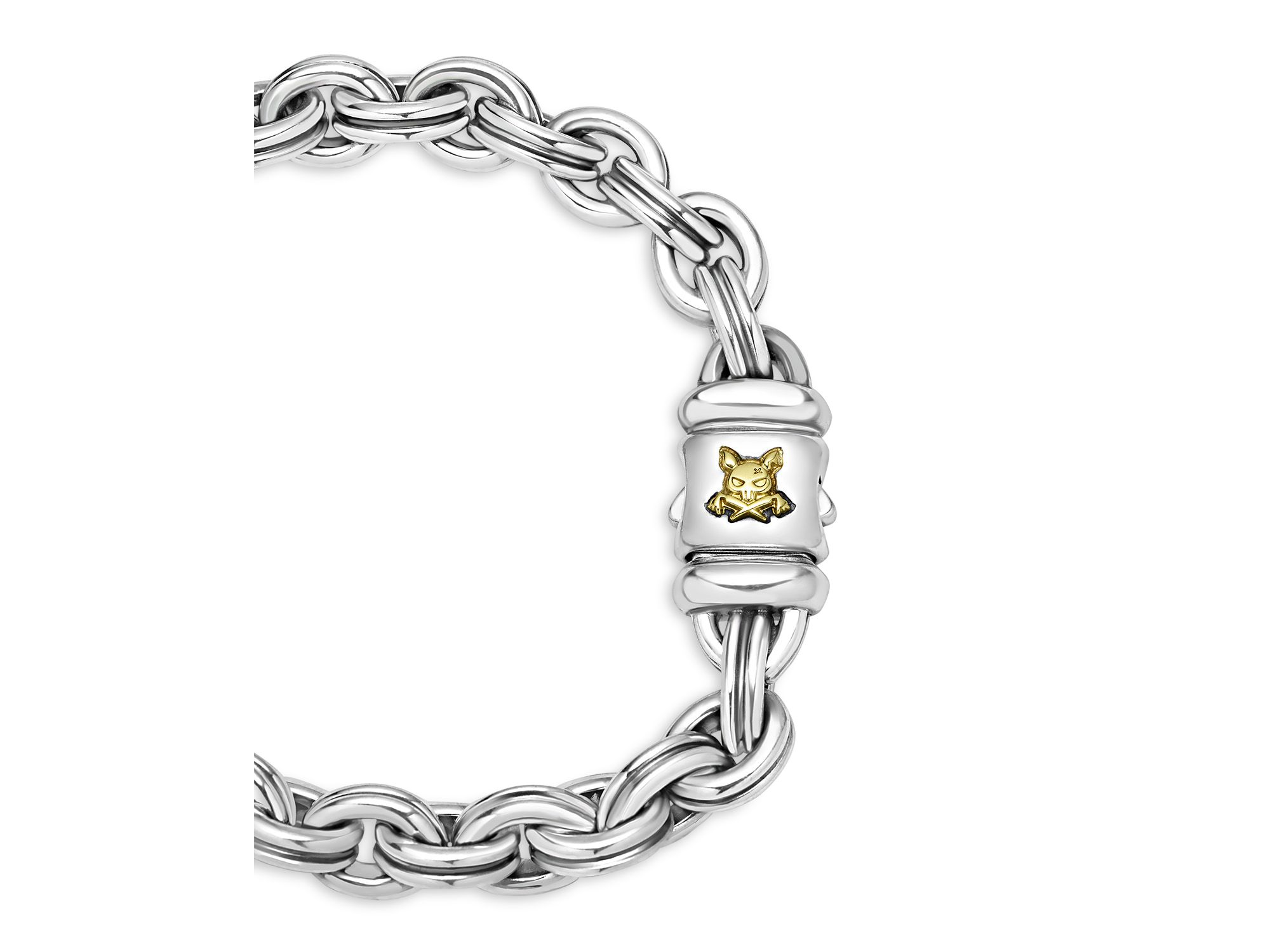 Men's 18K Yellow Gold & Sterling Anthem Double Link Chain Bracelet - Exclusive — Image 3