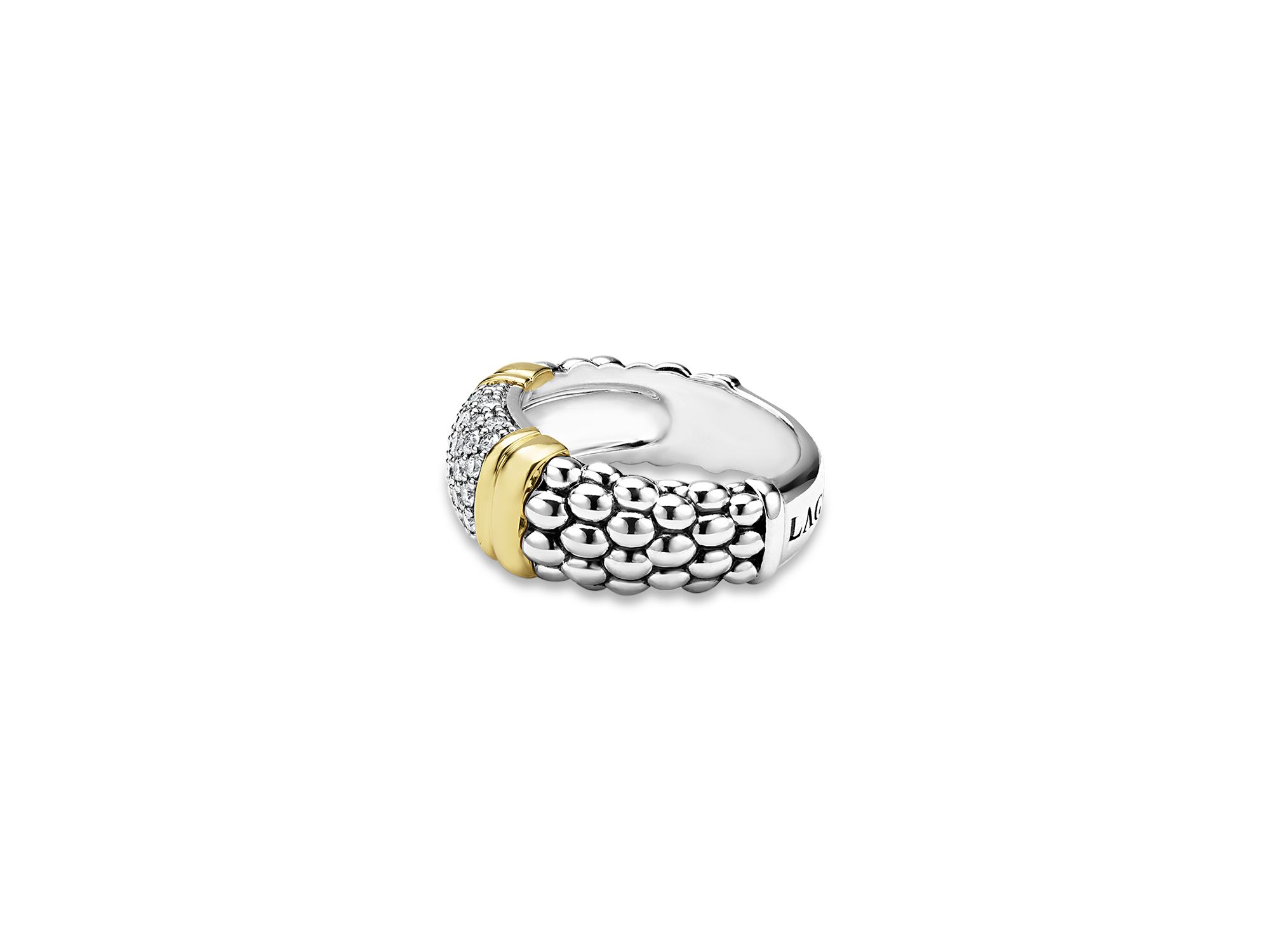 Two Tone Signature Caviar Diamond Ring, 0.567 tcw — Image 4