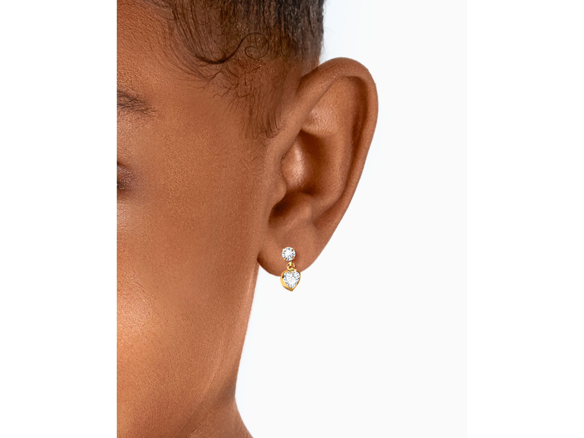 Girls' 14K Gold Fearless Heart Clear Drop Earrings - Little Kid, Big Kid — Image 3