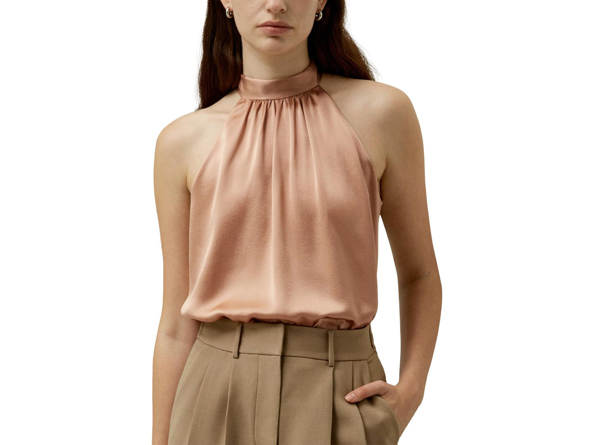 Graceful Breeze Silk Halter Top - Image 1