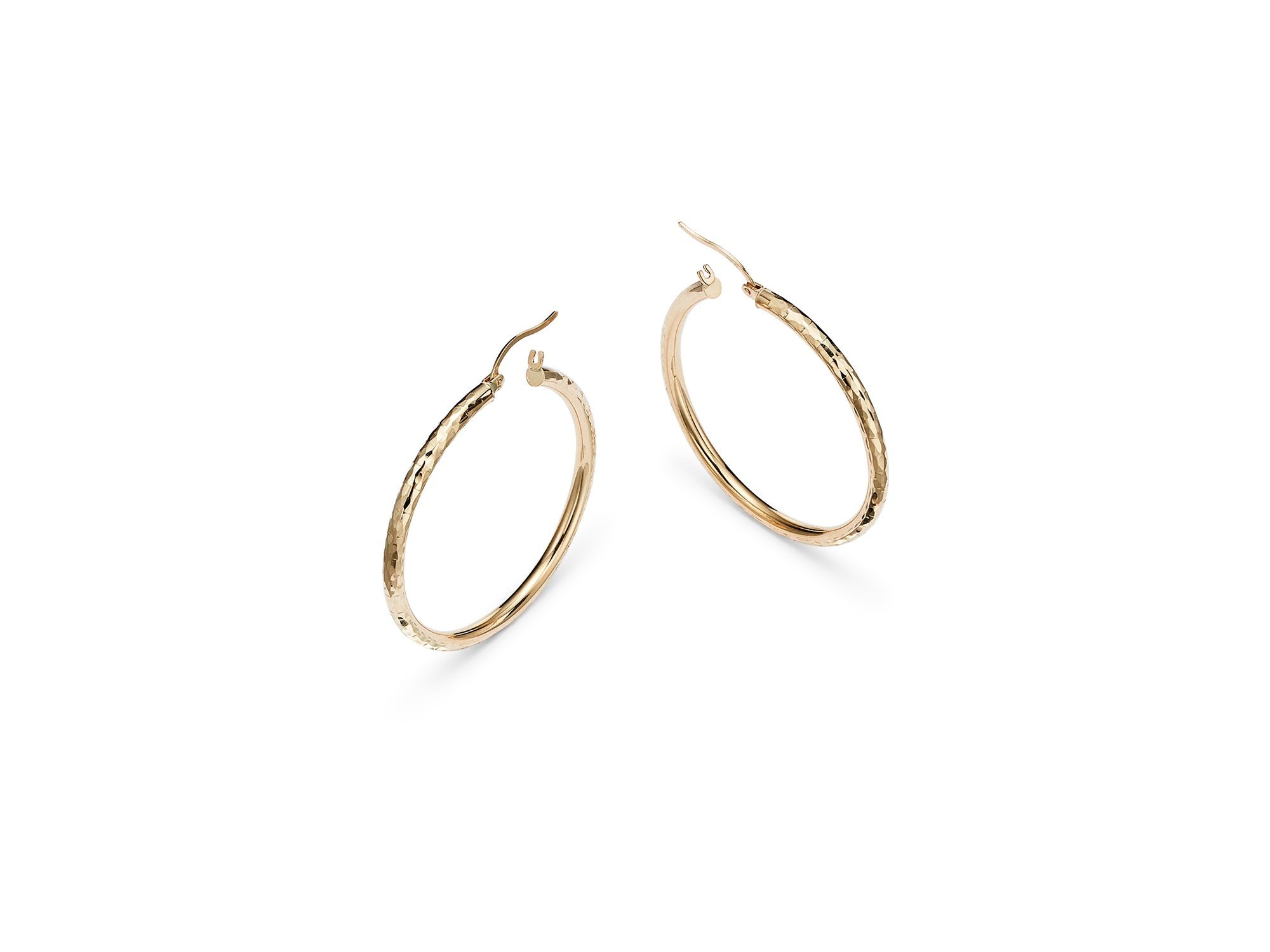 Diamond-Cut Hoop Earrings in 14K Yellow Gold — Image 4