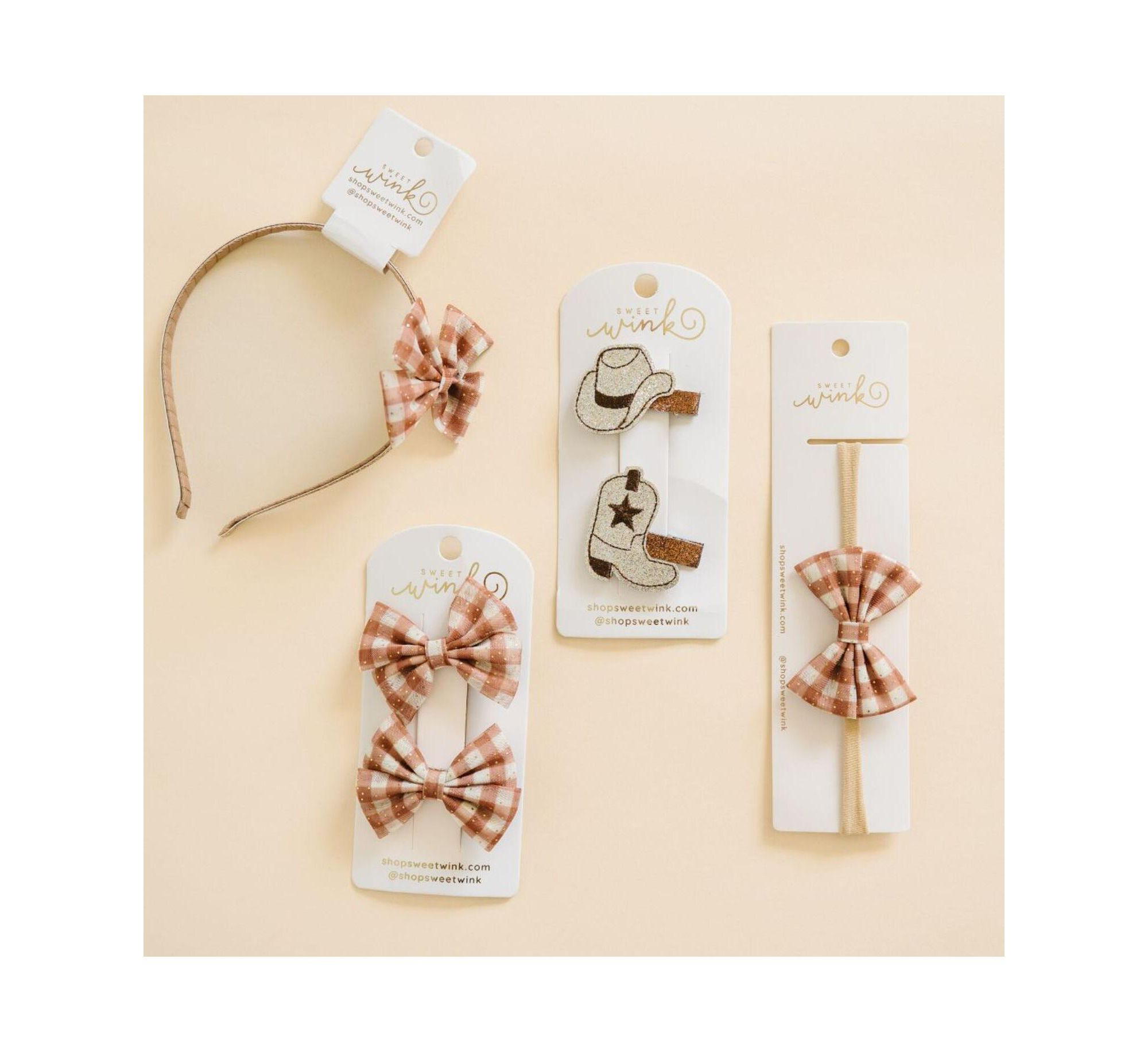 Girls' Gingham Printed Tulle Bow Headband — Image 5