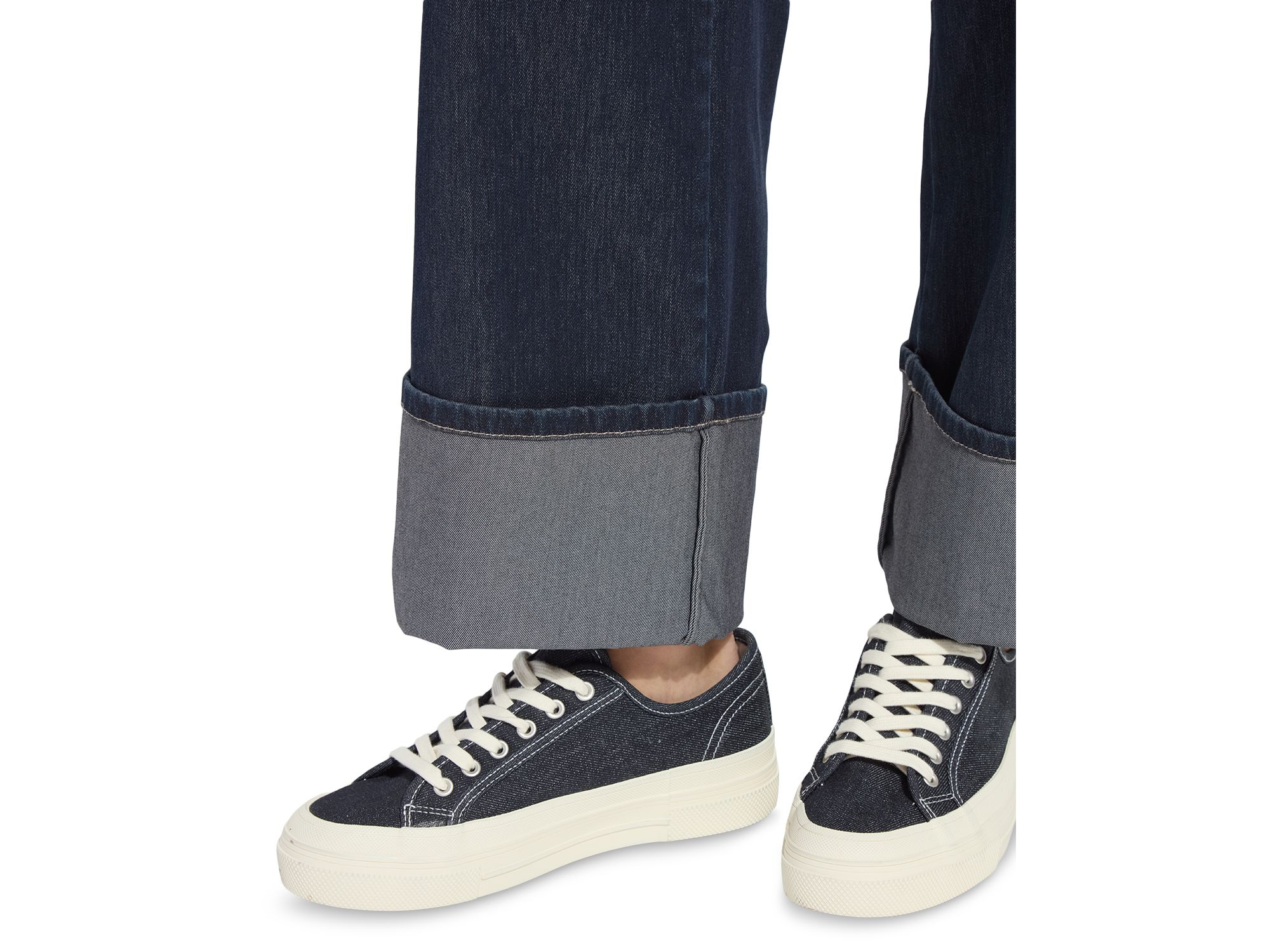 Samara High Rise Cuffed Wide Leg Jeans in Indigo — Image 4