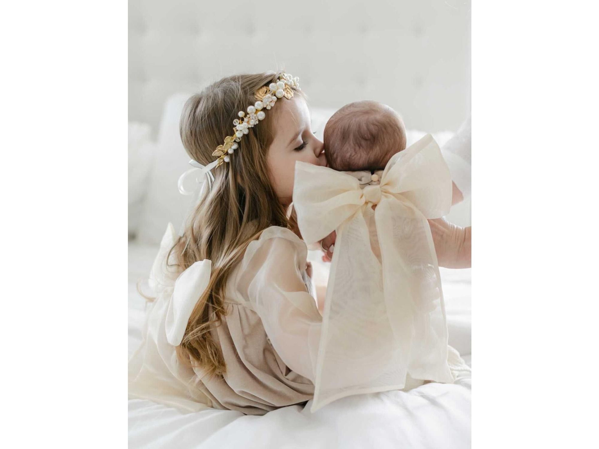 Unisex Petite Maison Helena Velour Romper with Organza Puff Sleeves — Image 3