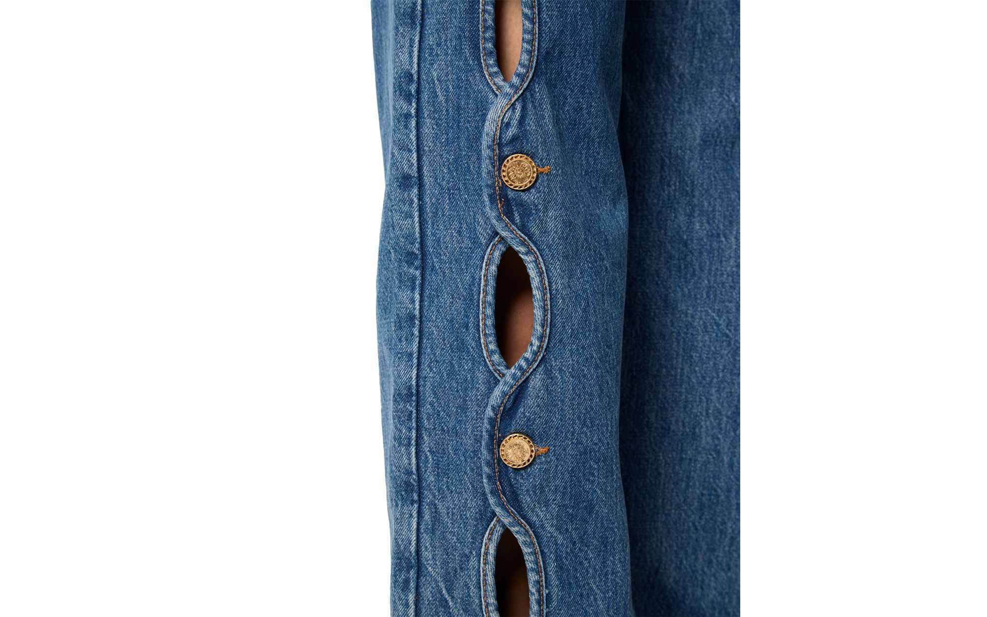 Peron High Rise Wide Leg Jeans in Blue Denim — Image 3