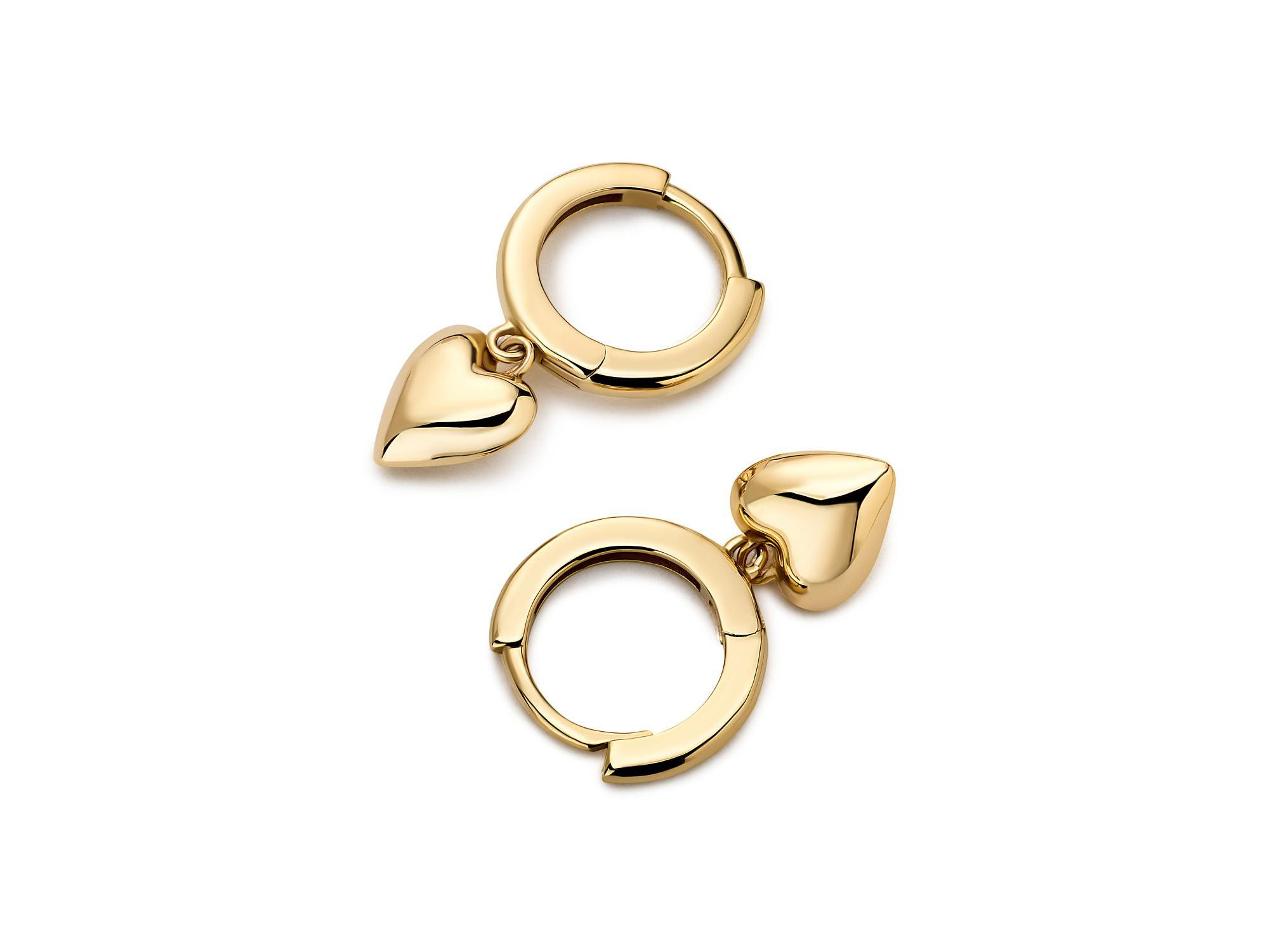 Solid Gold Mini Heart Drop Earrings — Image 5