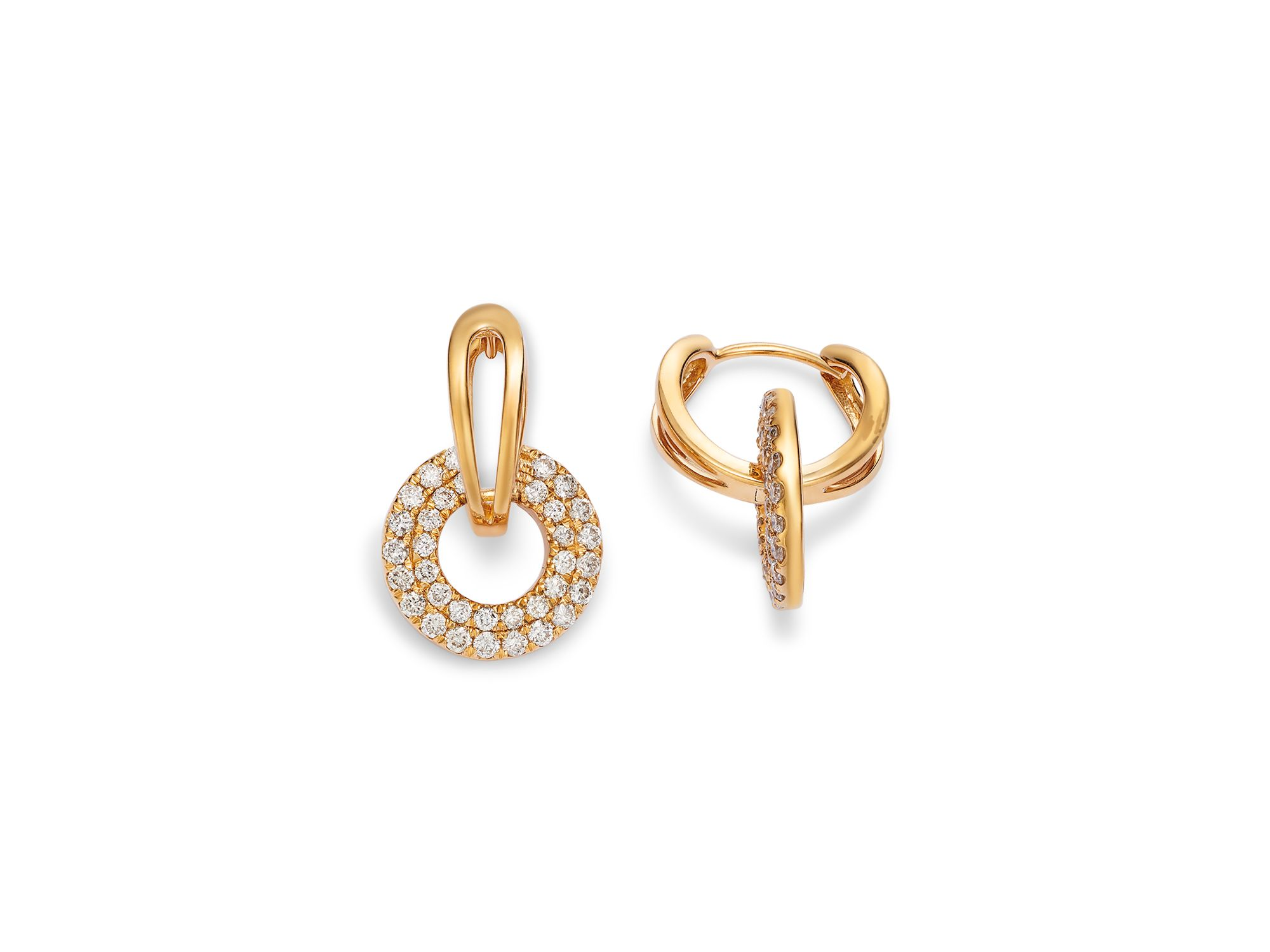 Diamond Pave Door Knocker Earrings in 14K Yellow Gold, 0.75 tcw — Image 3