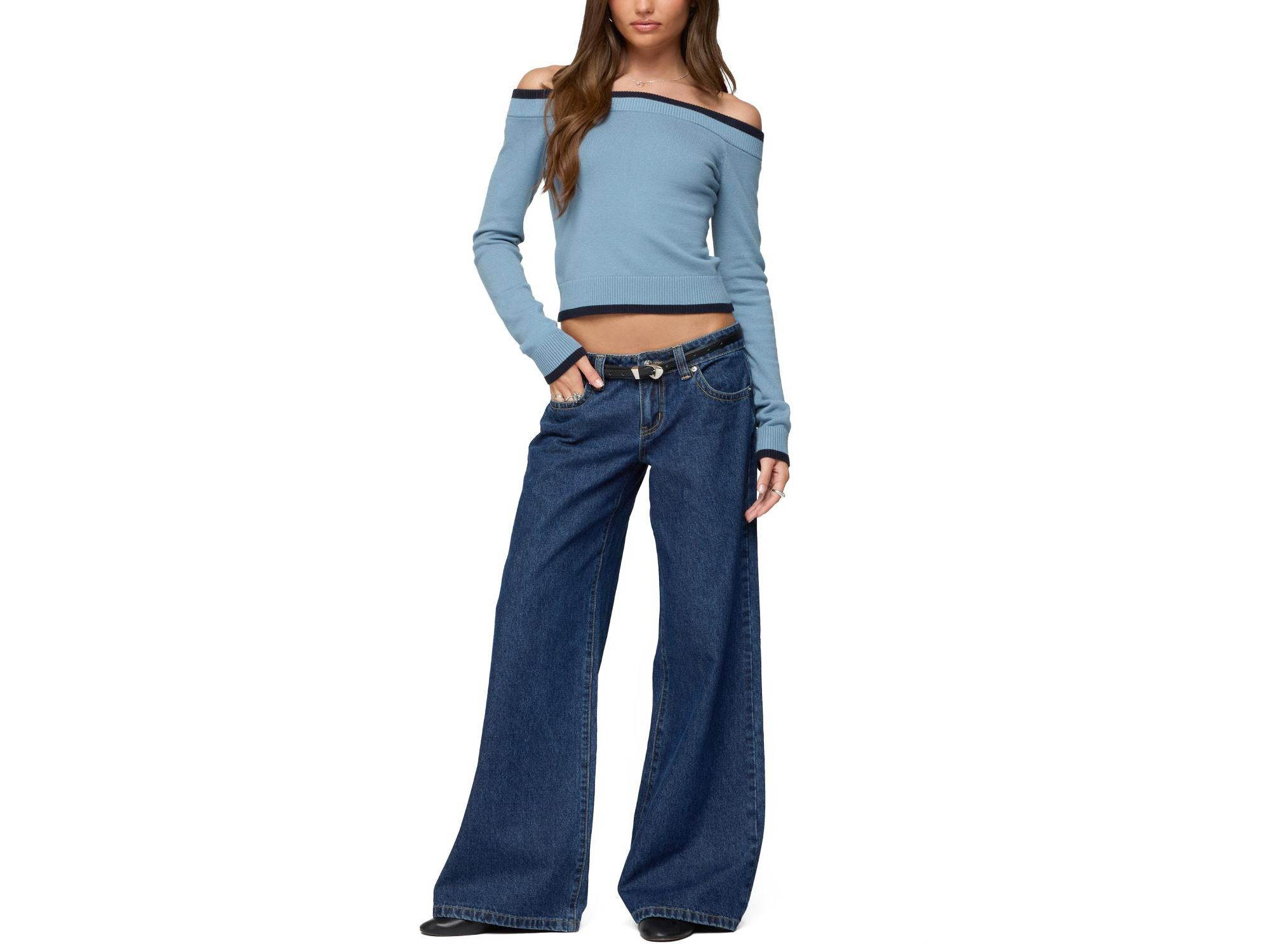 Kezzie Contrast Off Shoulder Knit Top — Image 4