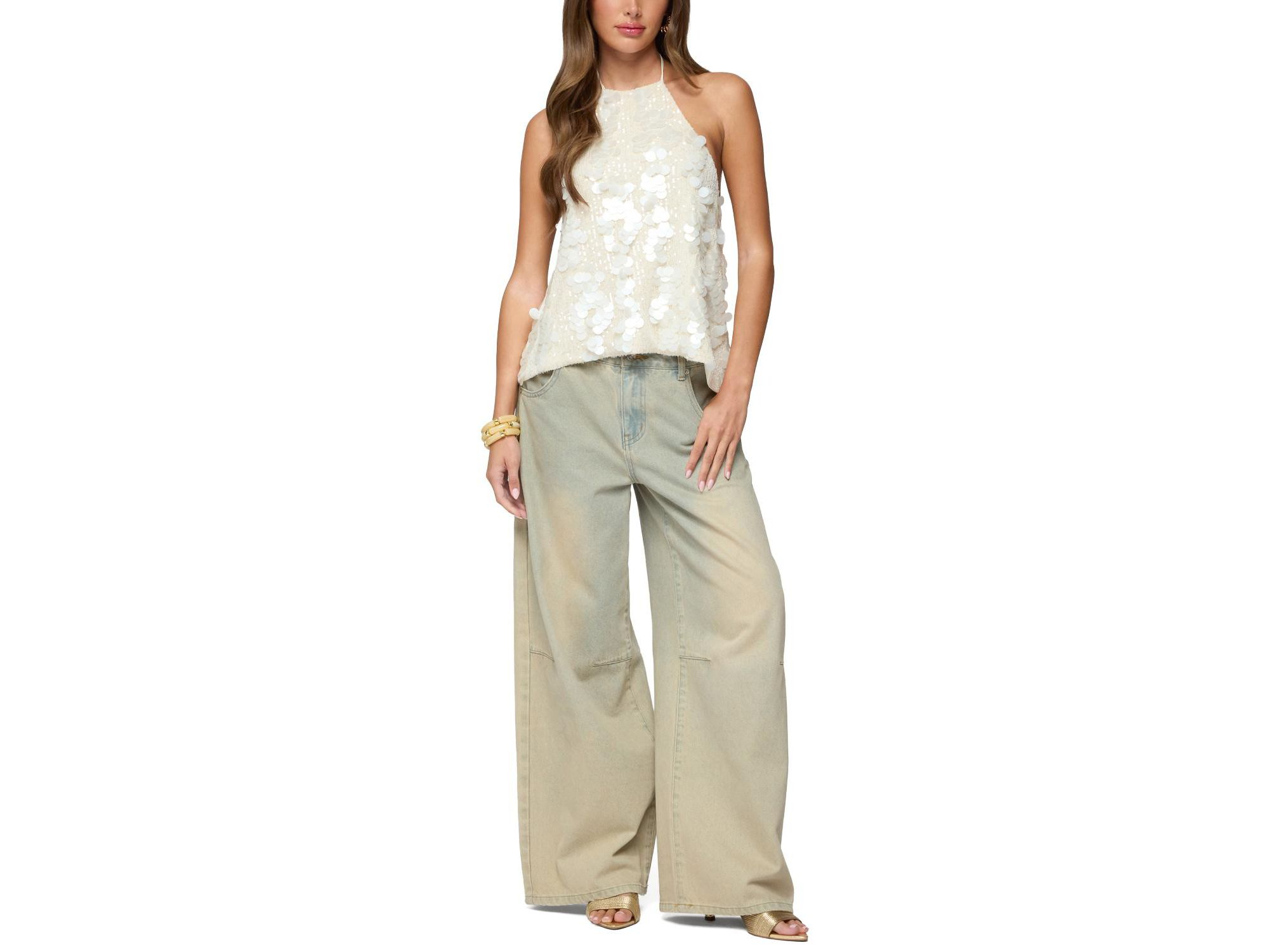 Ellorie Backless Sequin Halter Top — Image 4