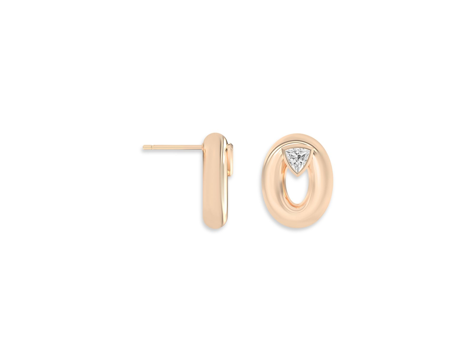 Certified Lab Grown Diamond Doshi Puff Studs with Trillions in 14K Yellow Gold, 0.62 tcw — Image 3