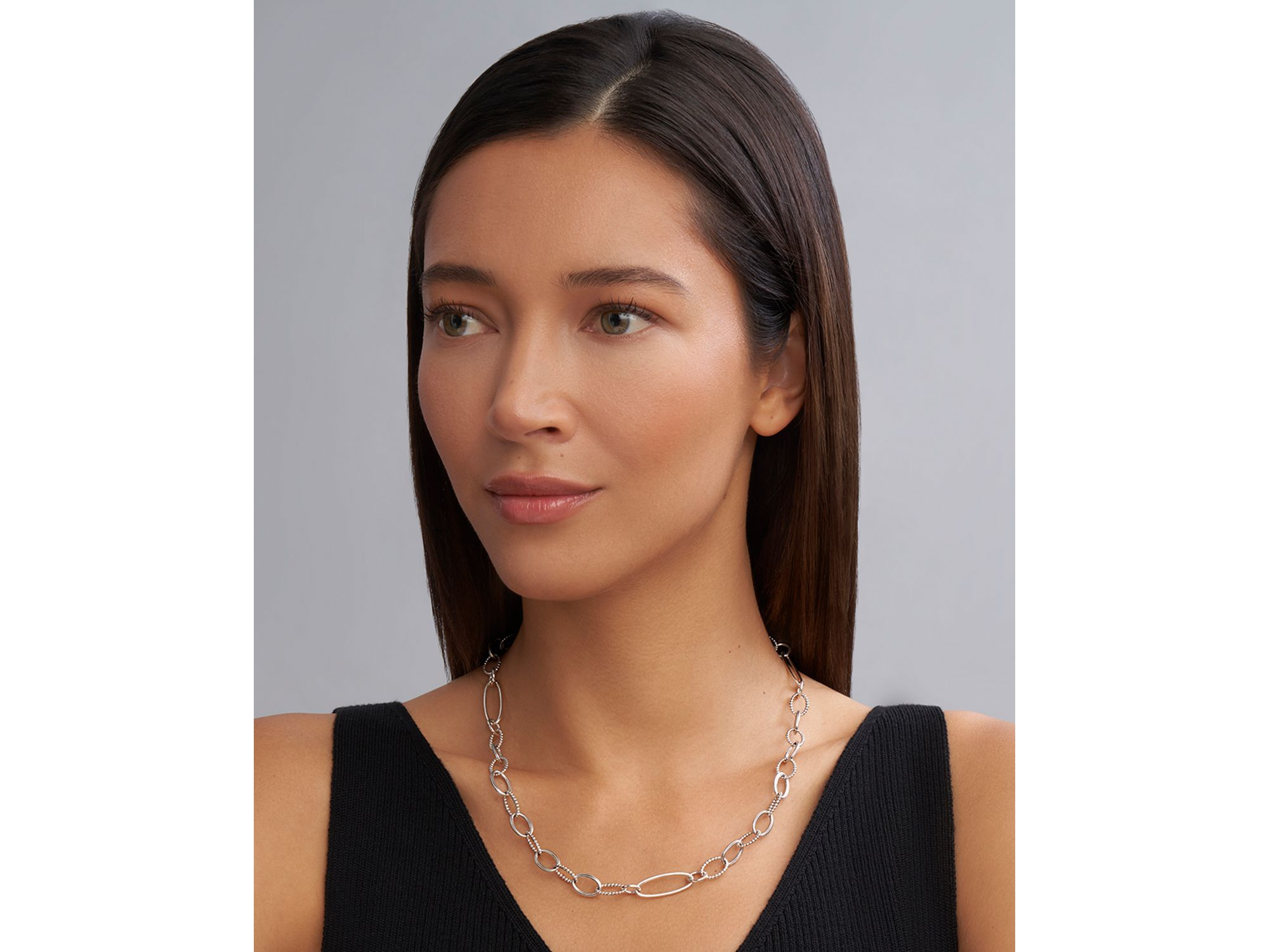 Sterling Signature Caviar Oval Link Chain Necklace, 20" — Image 3