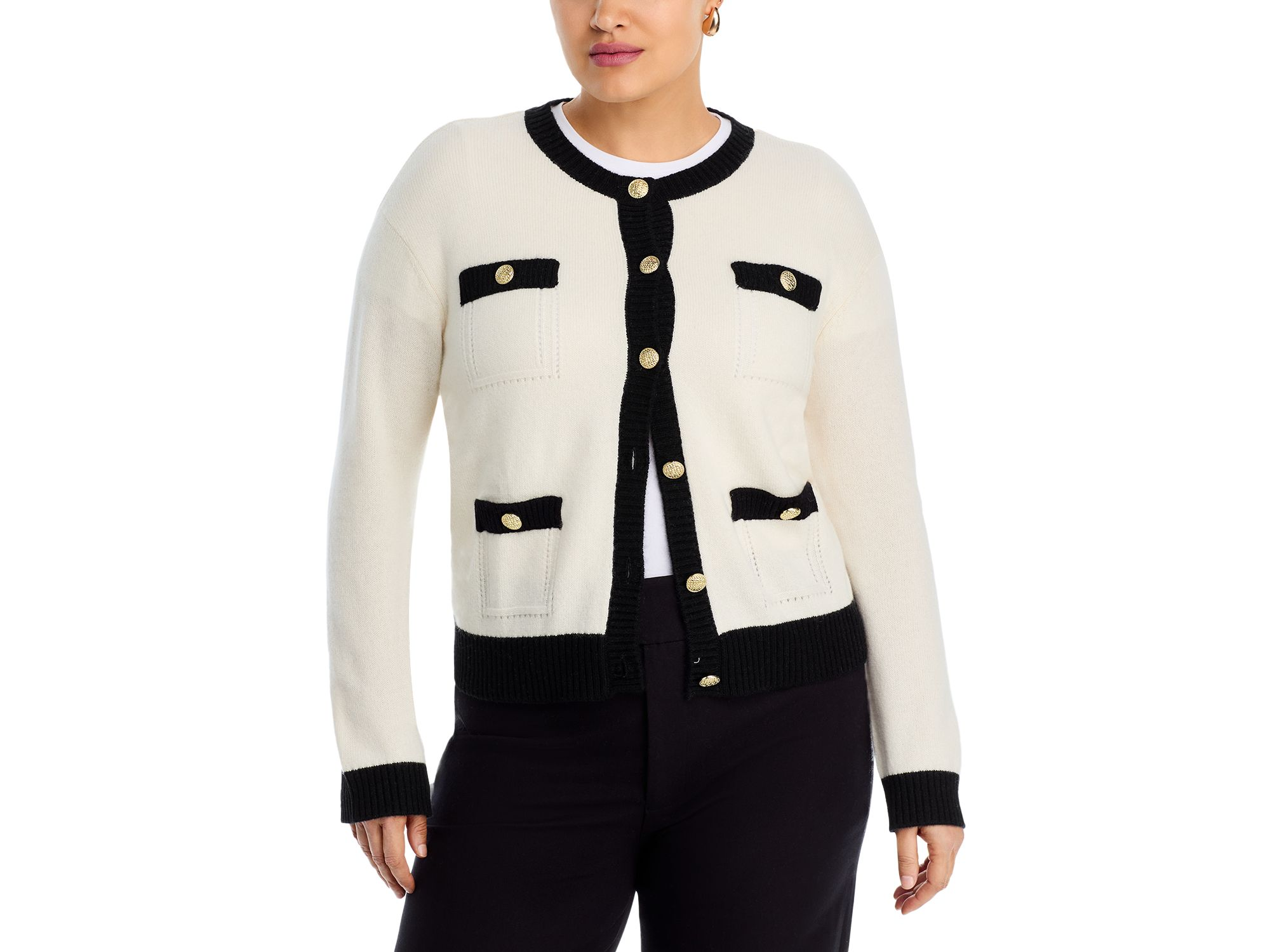 100% Cashmere Contrast Trim Cardigan - Exclusive — Image 6