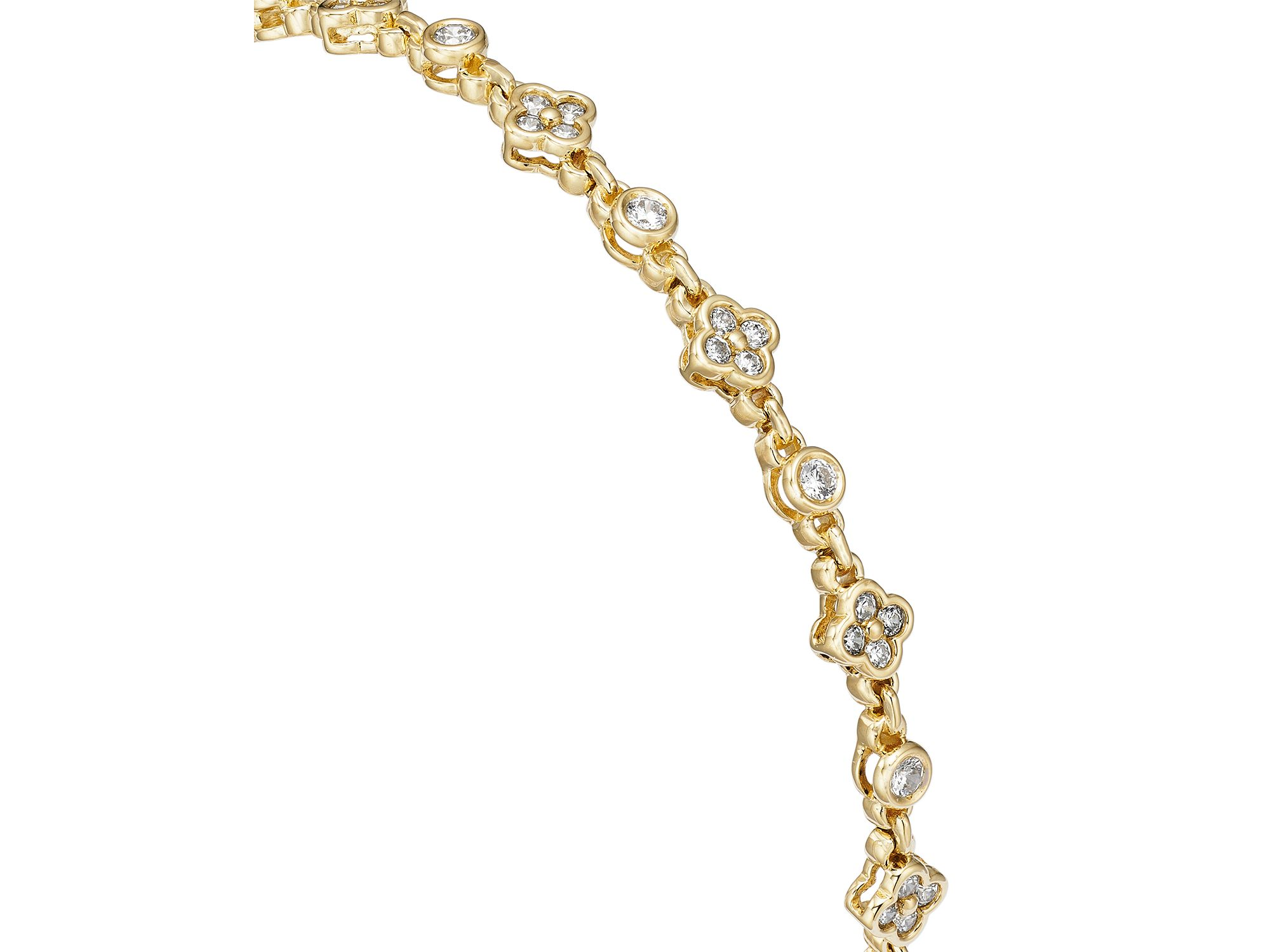 Diamond Clover Station Tennis Bracelet in 14K Yellow Gold, 1.0 tcw — Image 3