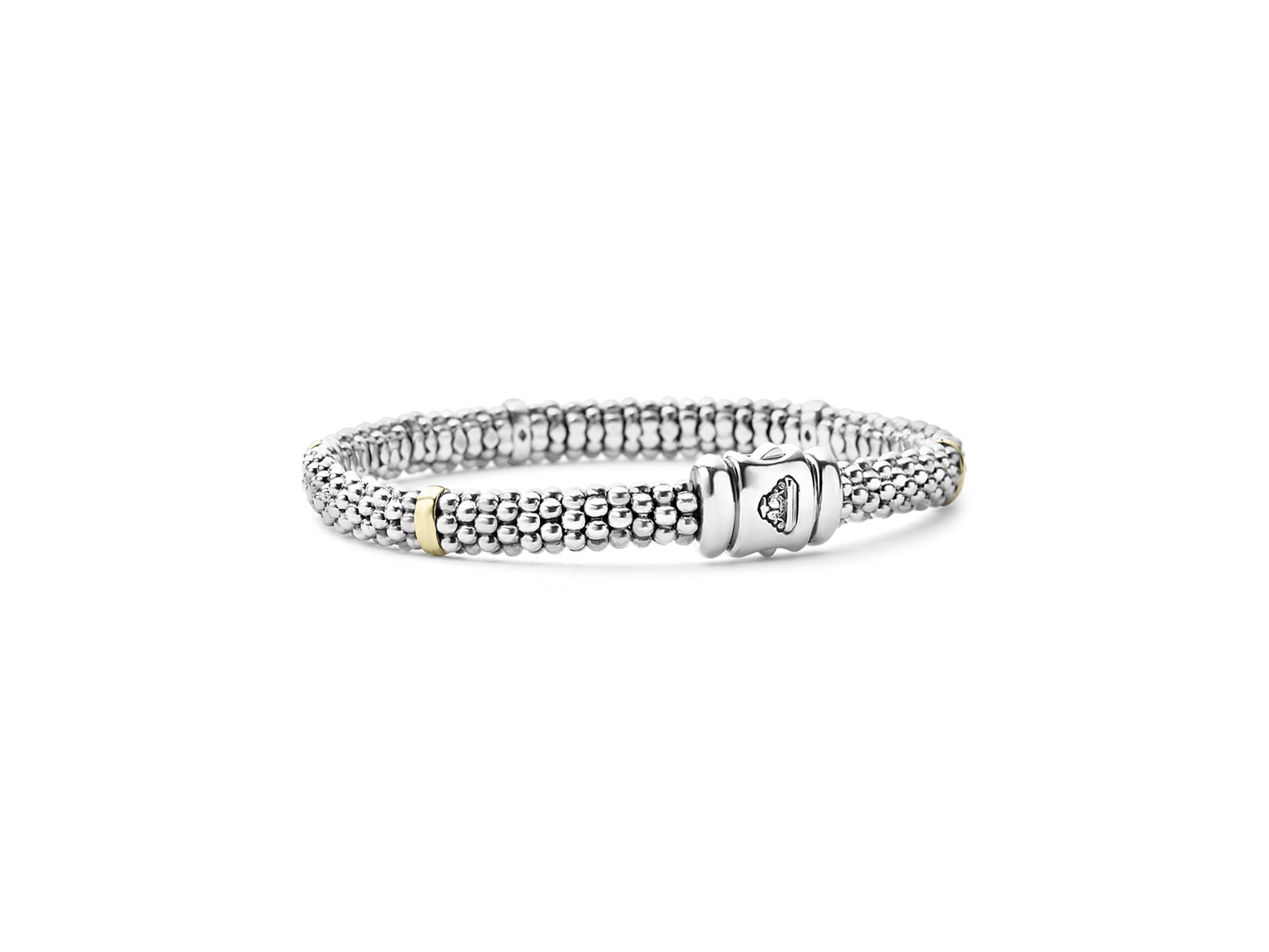 18K Yellow Gold and Sterling Silver Petite Oval Rope Bracelet — Image 4