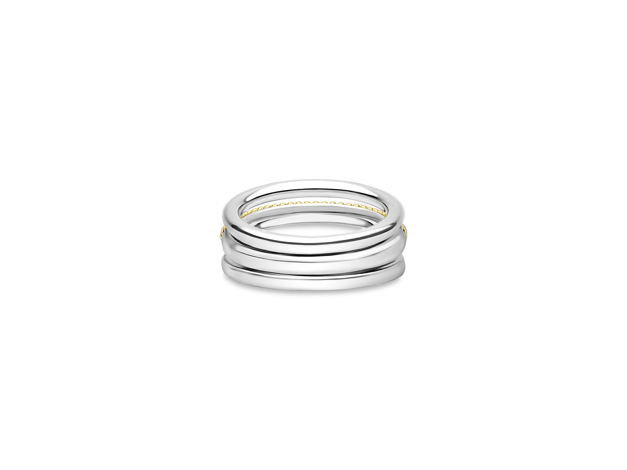 Two Tone Caviar Lux Three Row Diamond Ring, 0.135 tcw — Image 5