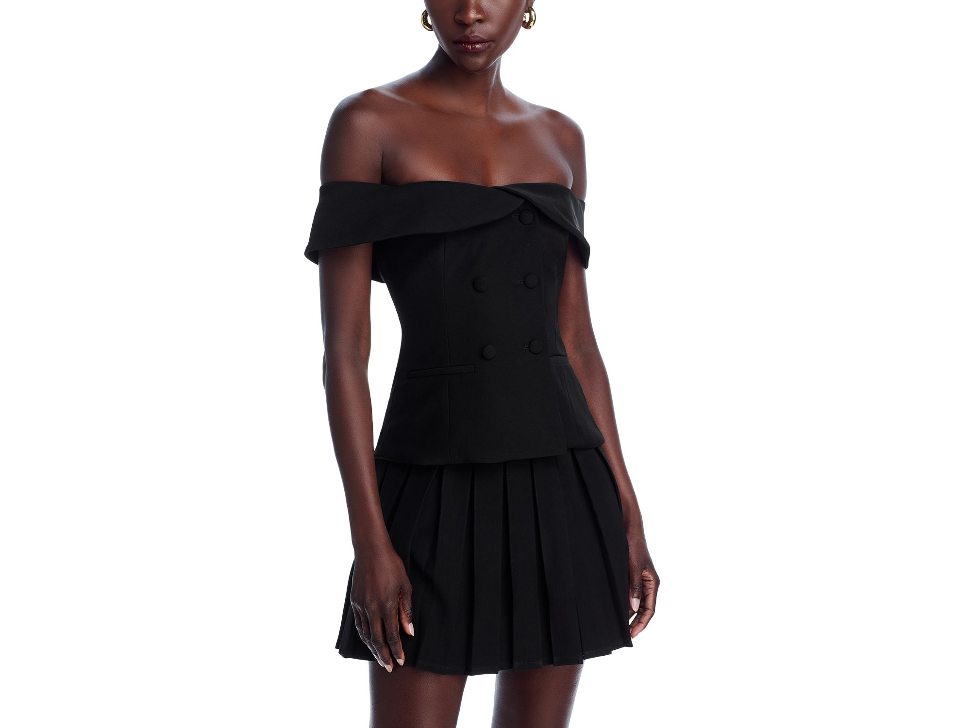 Off-The-Shoulder Top & Pleated Mini Skirt - Exclusive — Image 4