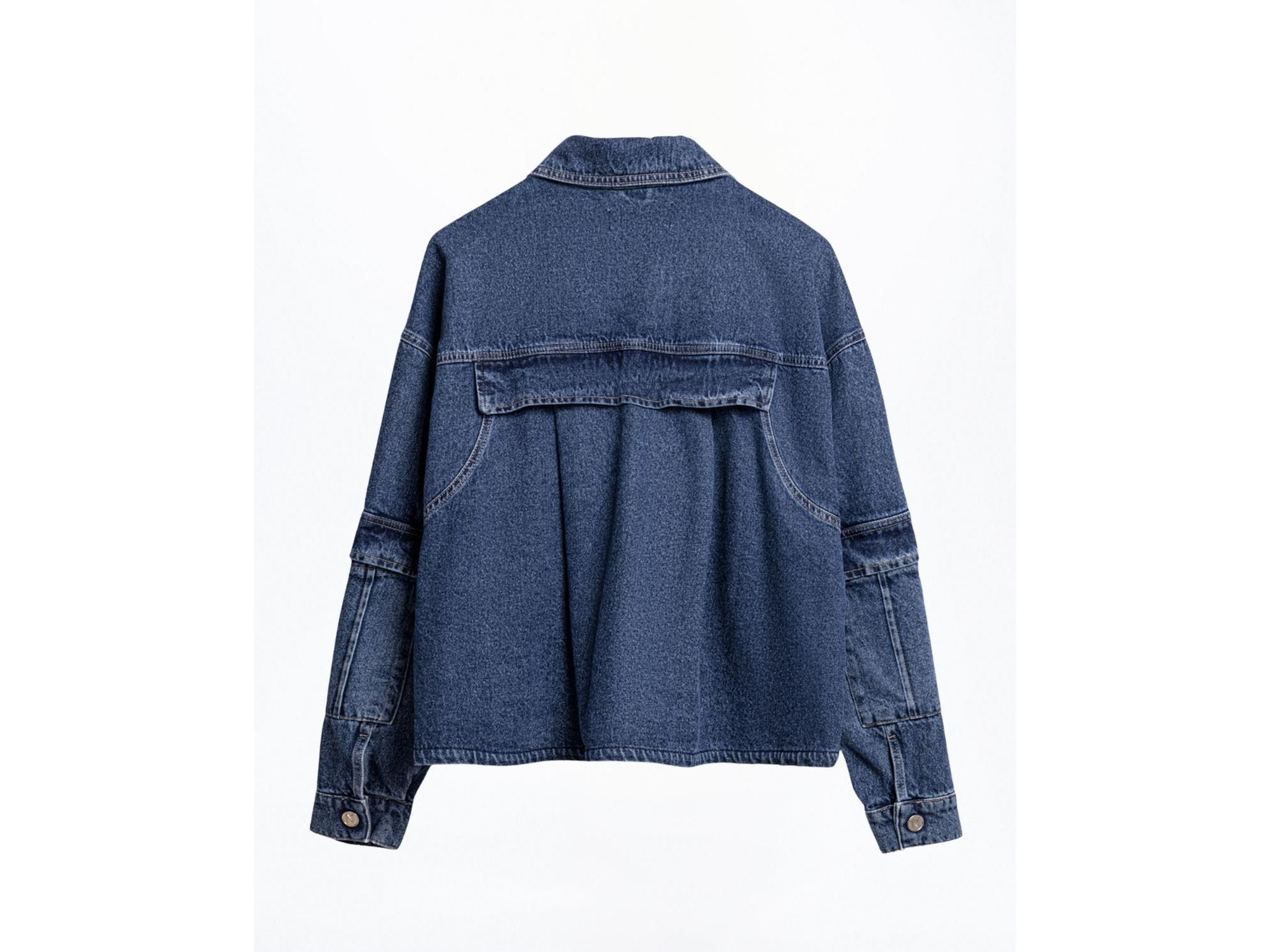 Multi Pocket Denim Jacket in Medium Blue — Image 9