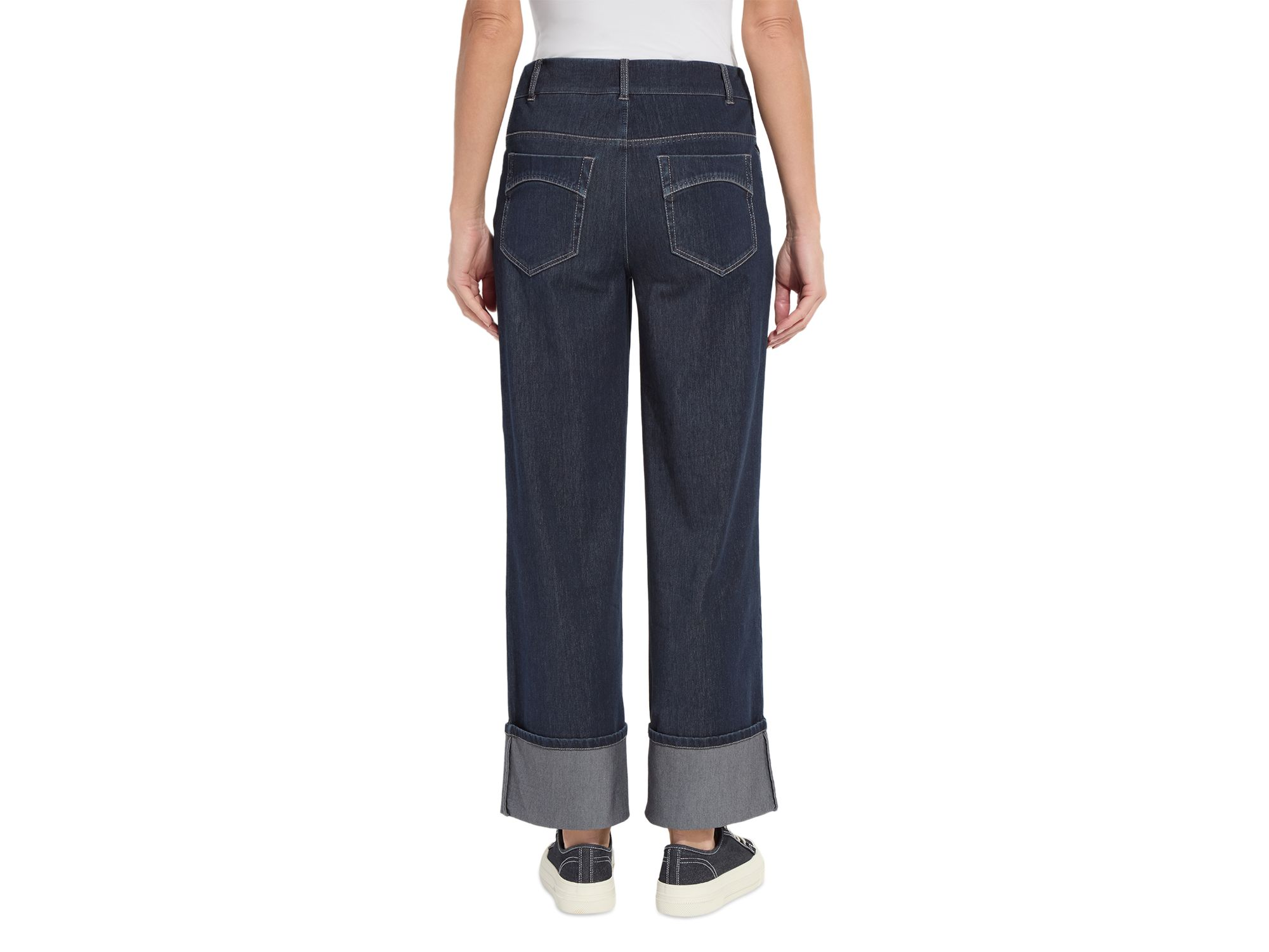 Samara High Rise Cuffed Wide Leg Jeans in Indigo — Image 5