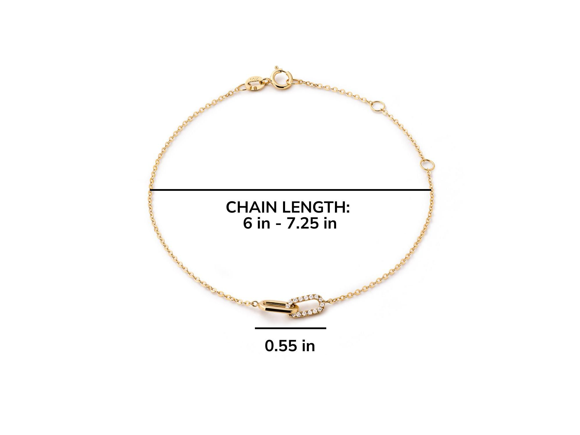 Solid Yellow Gold Lab Grown Diamond Link Bracelet — Image 4