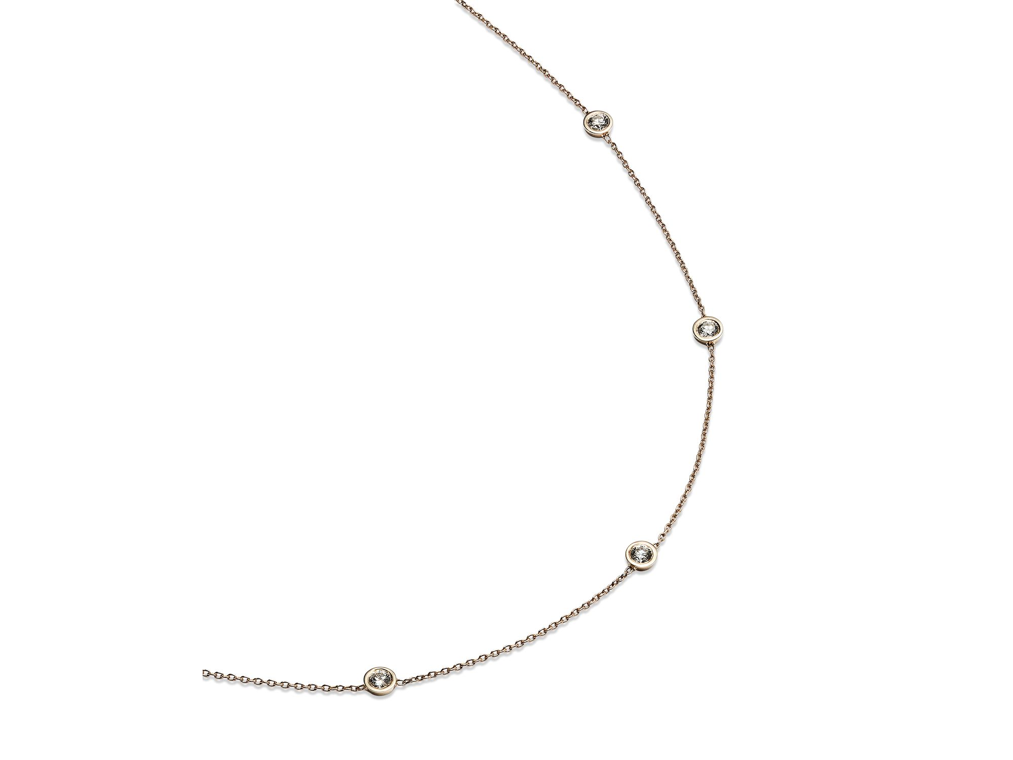 Diamond Station Necklace in 14K Yellow Gold, 1.0 tcw — Image 4
