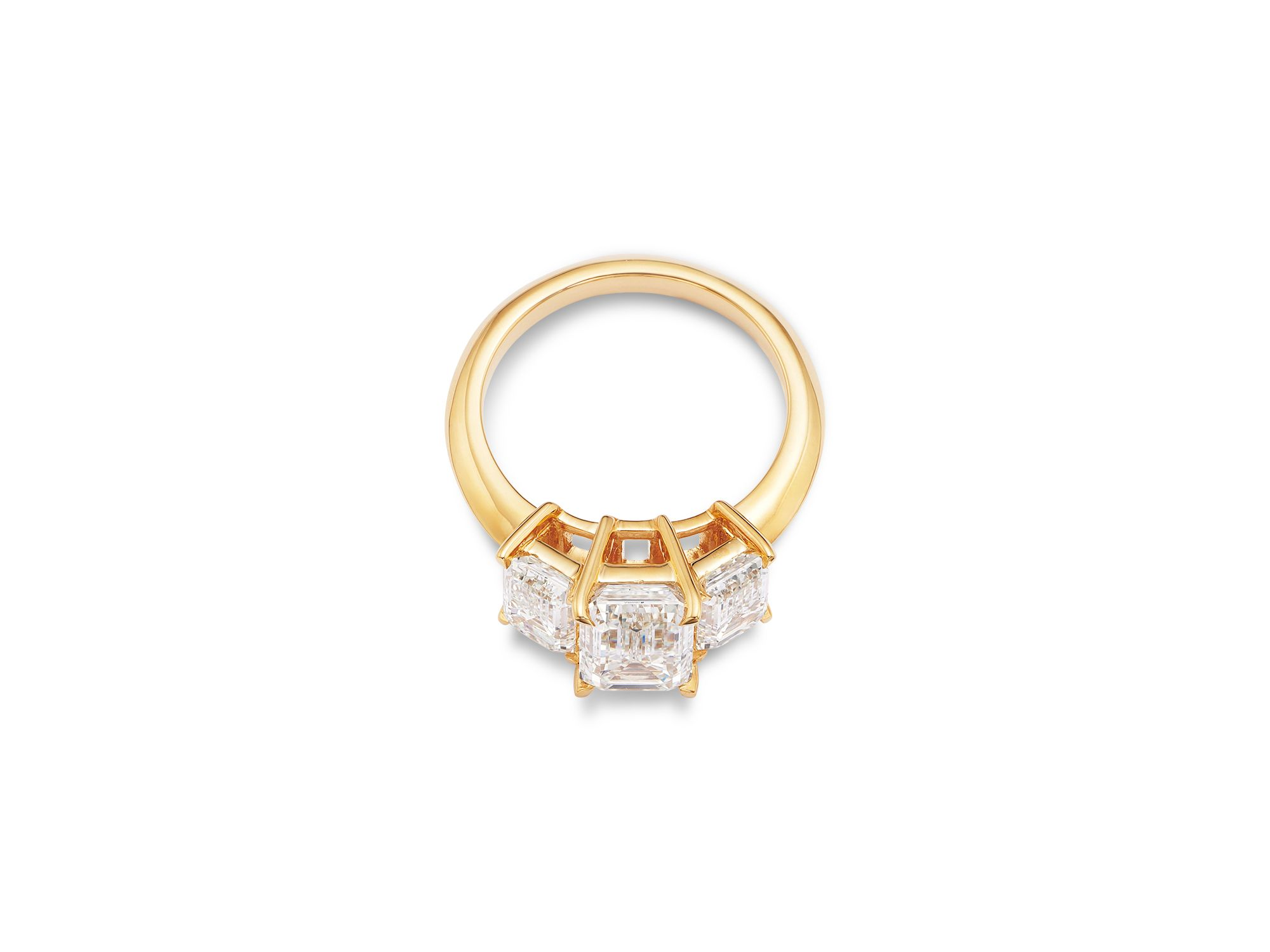 Certified Lab Grown Emerald-Cut Diamond Engagement Ring in 18K Yellow Gold, 4.40 tcw — Image 4