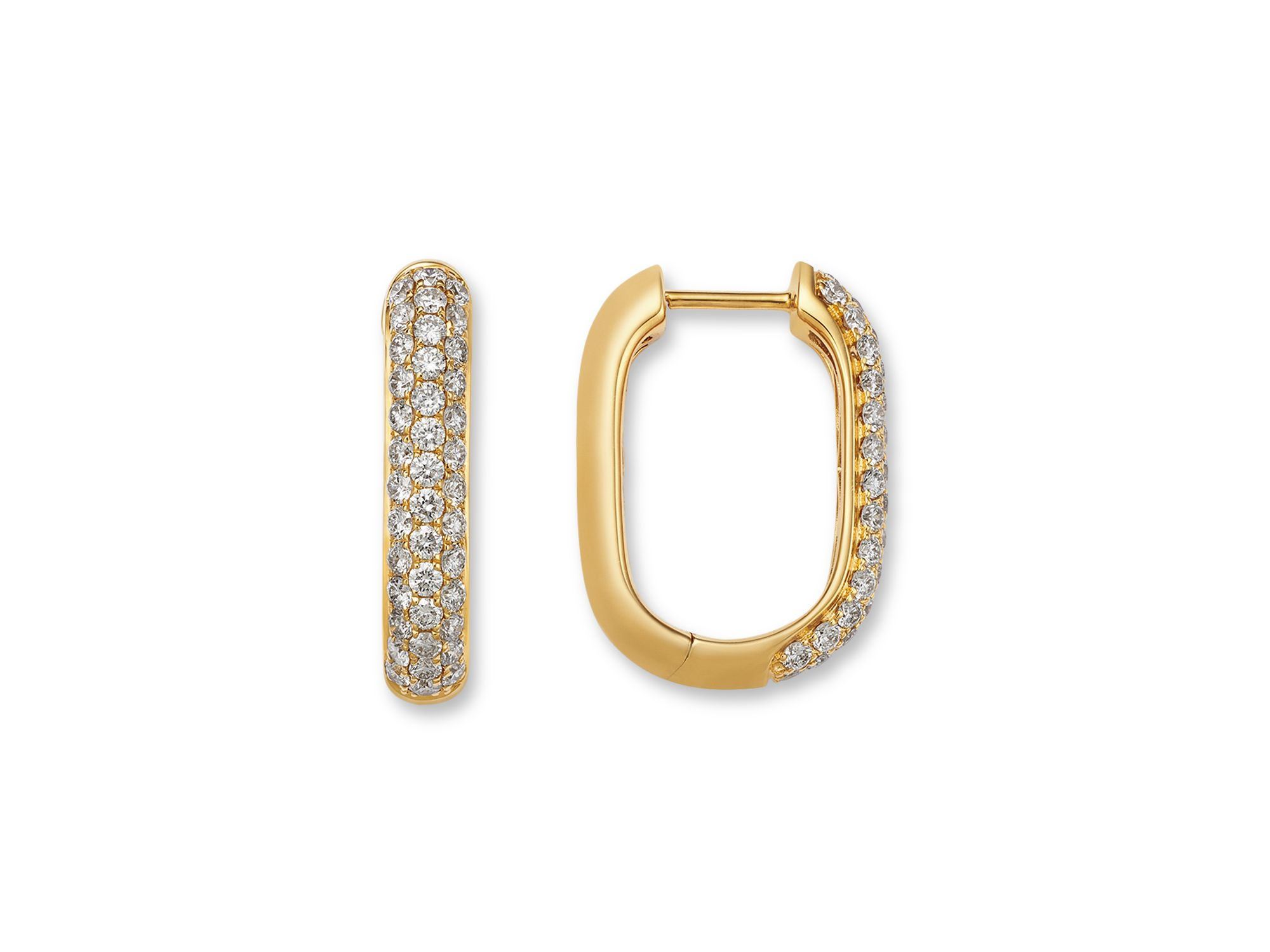 Pave Diamond Hoop Earrings in 14K Yellow Gold, 1.4 tcw — Image 3