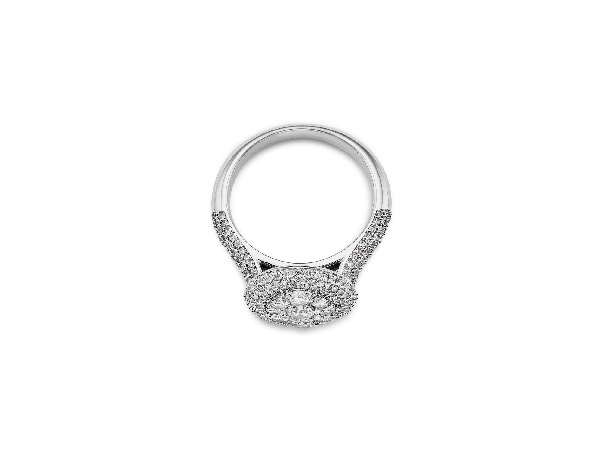 Diamond Pavé Cluster Ring in 14K White Gold, 1.50 tcw — Image 4