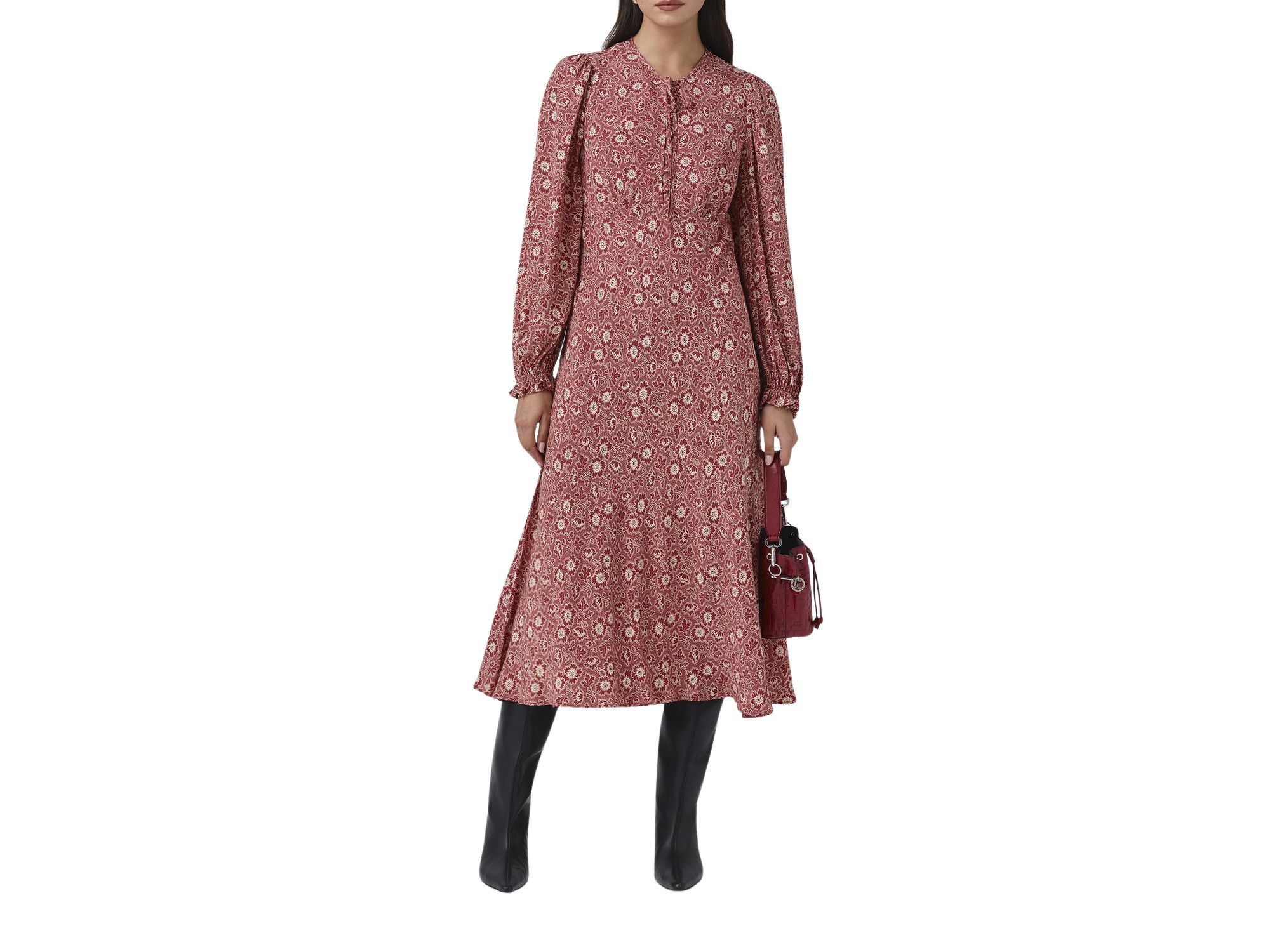 Stella Floral Crepe Tie Front Midi Dress