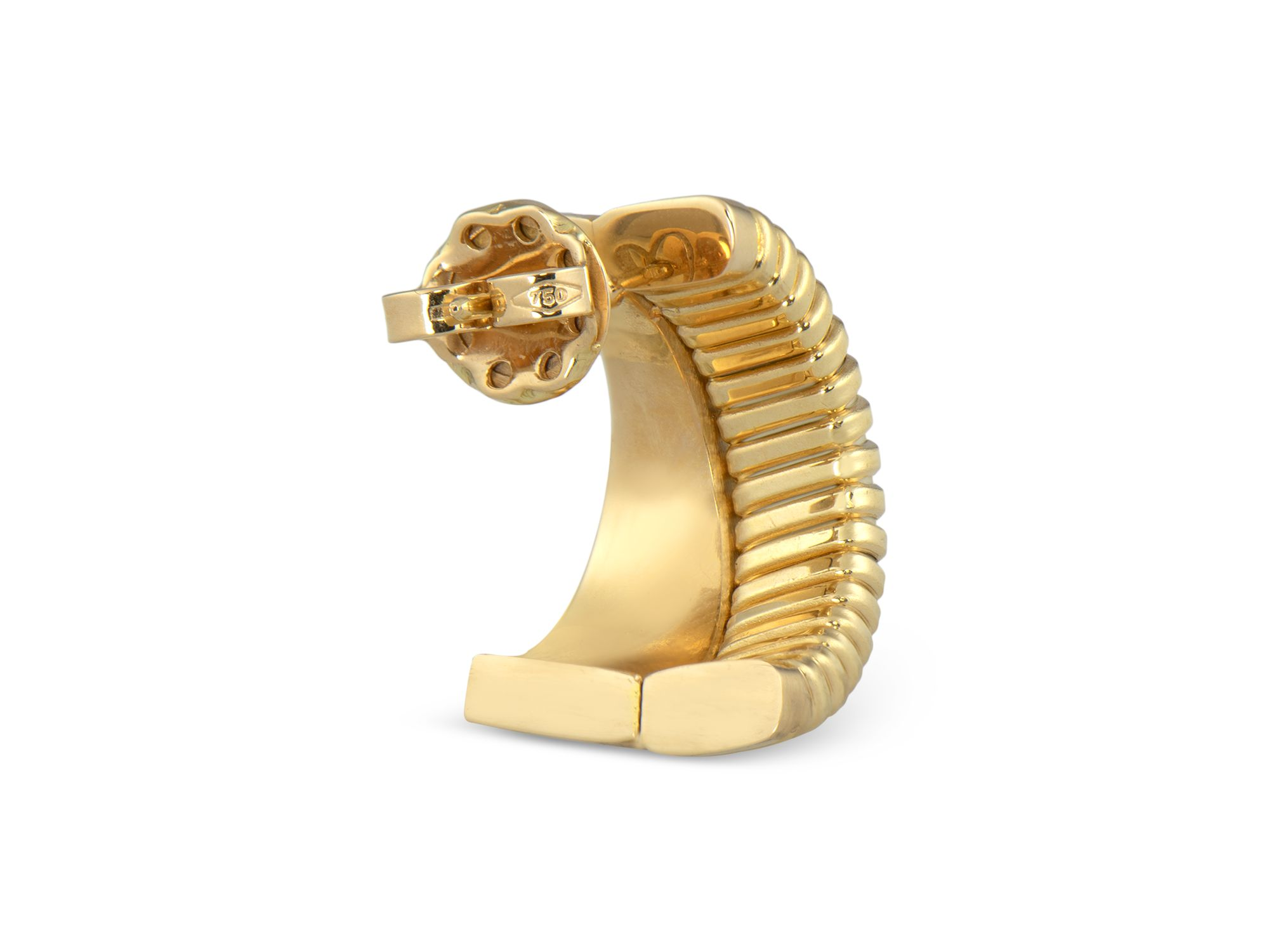 18K Yellow Gold Via Mercanti Diamond Hoop Earrings — Image 3