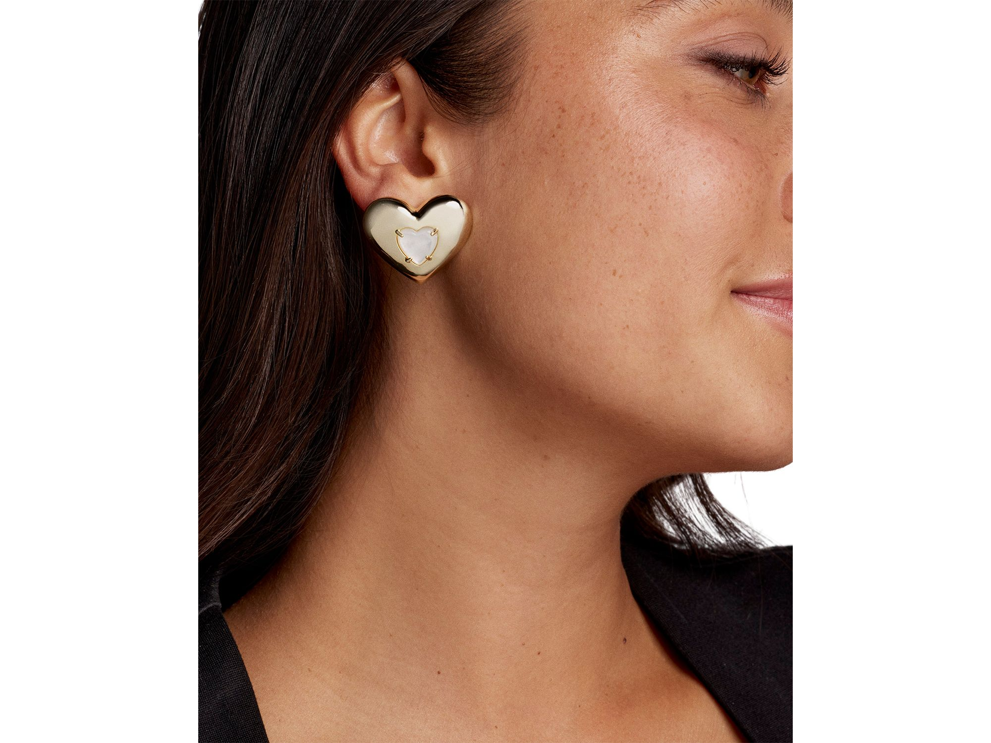Mother of Pearl Heart Sasha Stud Earrings — Image 3